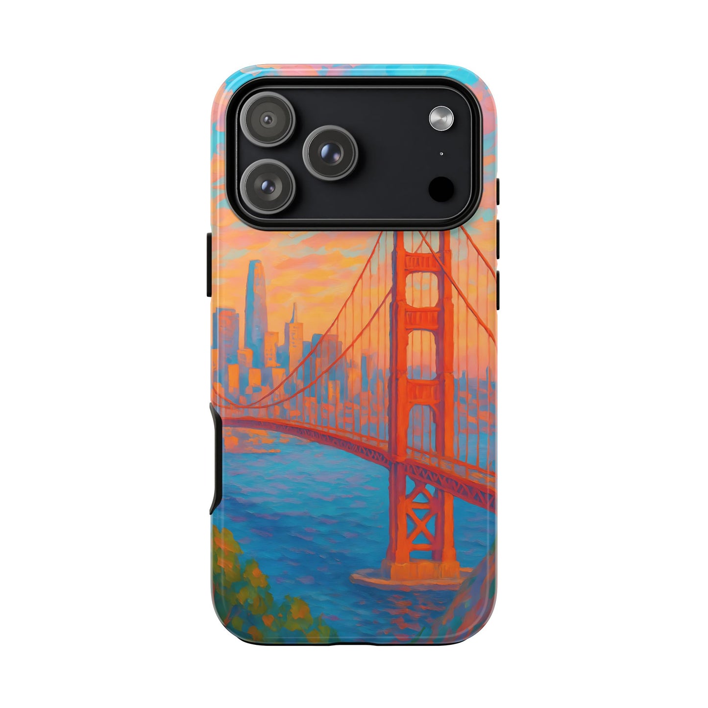 Cityscape Tough Phone Case, San Francisco Skyline Phone Cover, Sunset Glow Design Compatible with iPhone, Galaxy & Google