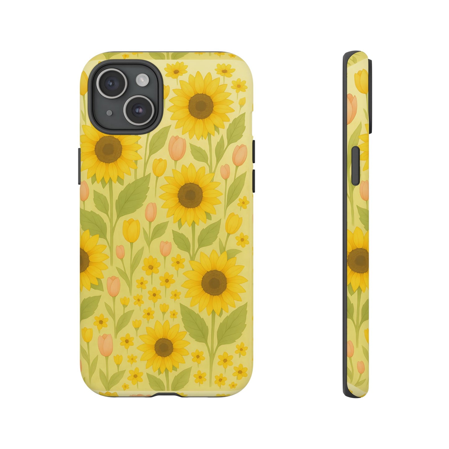 Sunflower Floral Phone Case, Watercolor Botanical Print, Aesthetic Tough Phone Case, Compatible with iPhone, Galaxy, Google