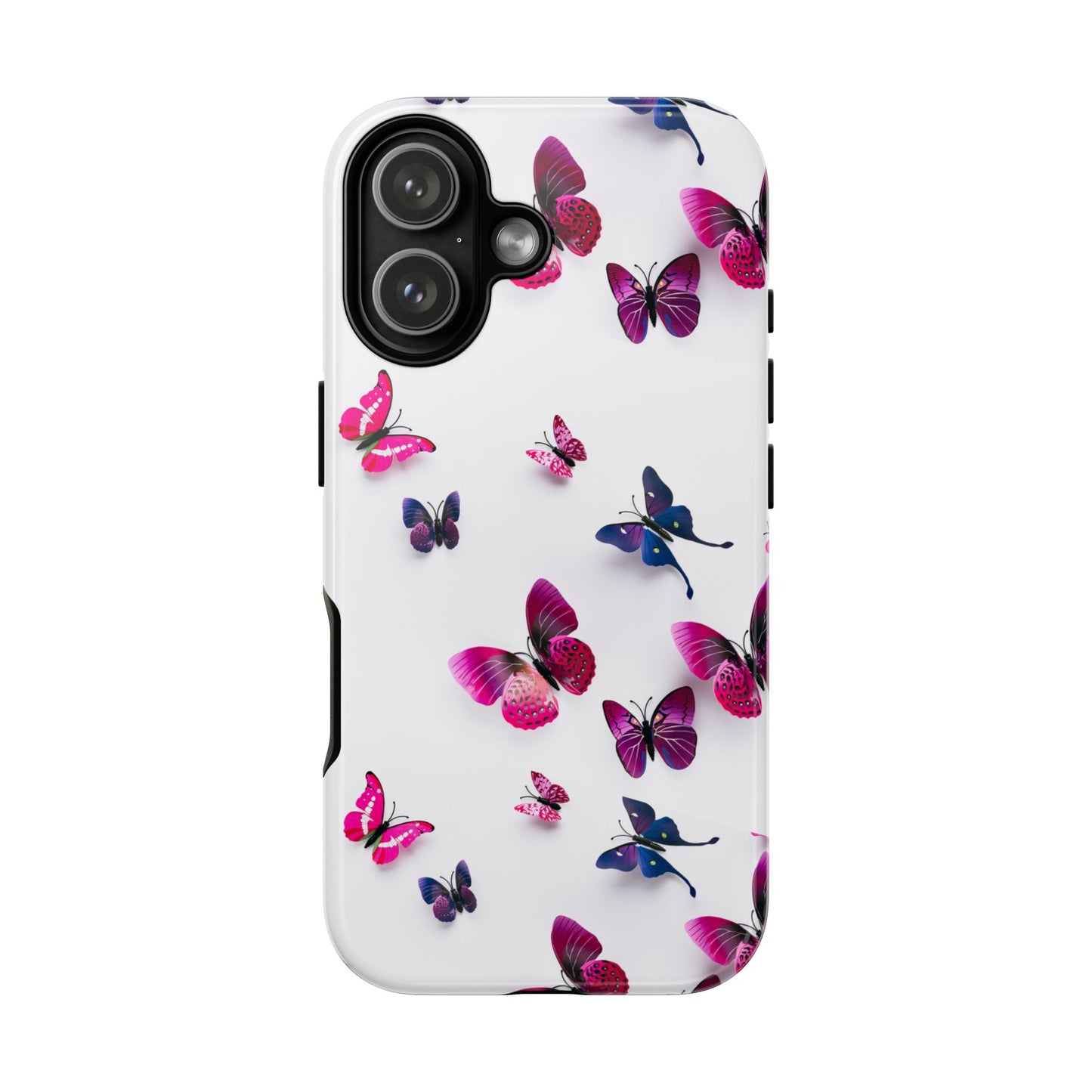 3D Style Butterfly Pattern Tough Phone Case, Coquette Insect Art and Nature, Compatible with iPhone, Galaxy, Google