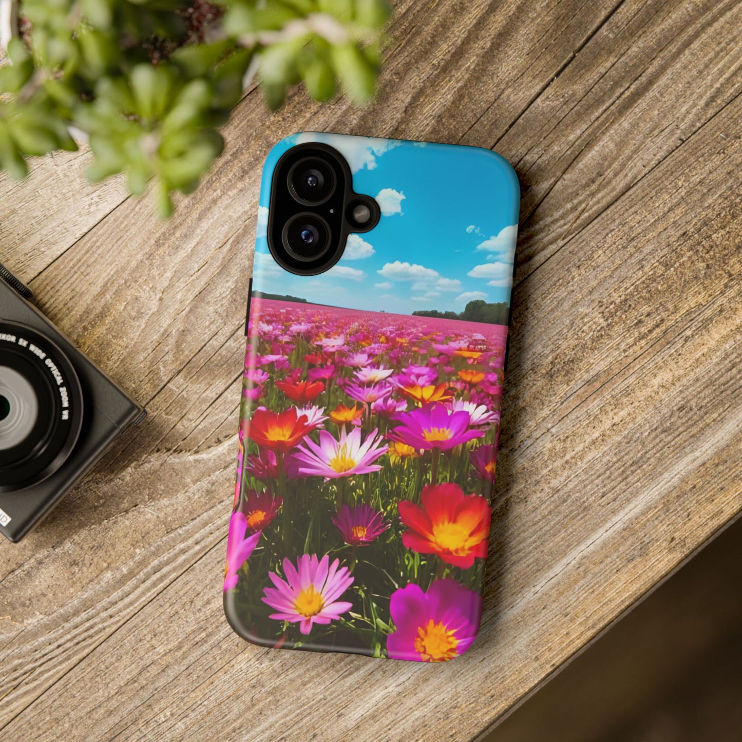 Flower Field Tough Phone Case - Wildflower Meadow Print, Colorful Nature Aesthetic, Compatible with iPhone, Galaxy, and Google Phones