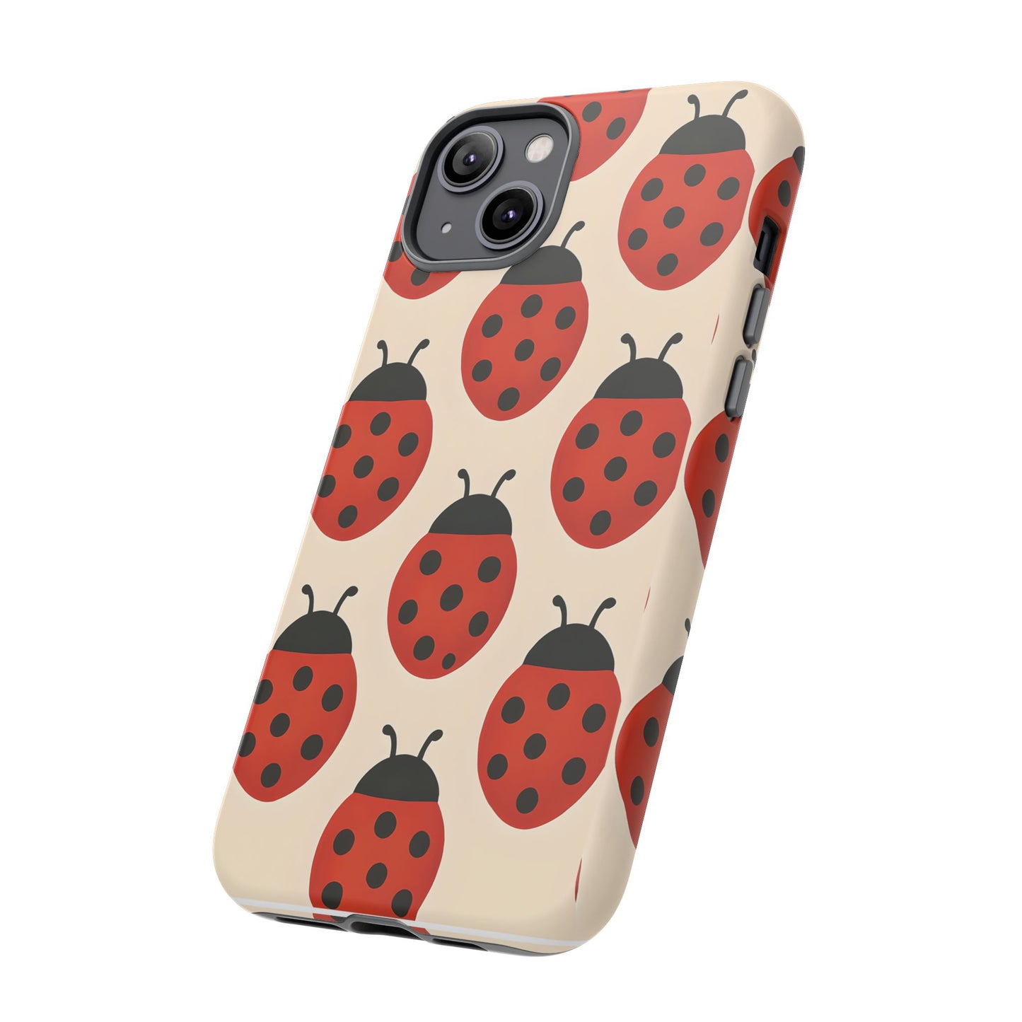 Cute Ladybug Tough Phone Case - Red and Black Insect Pattern, Nature-Inspired Design, Compatible with iPhone, Galaxy, and Google Phones