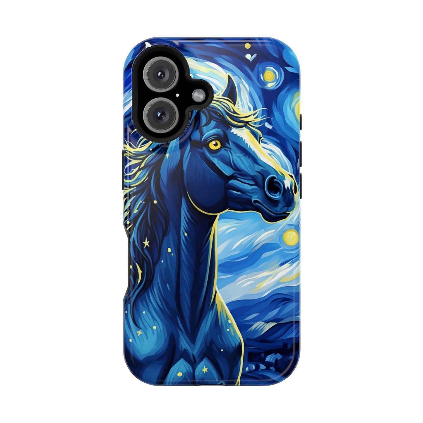 Year of the Horse Magnetic Phone Case Chinese Zodiac Blue Horse Art Design Compatible with iPhone 17 16 15 14 13
