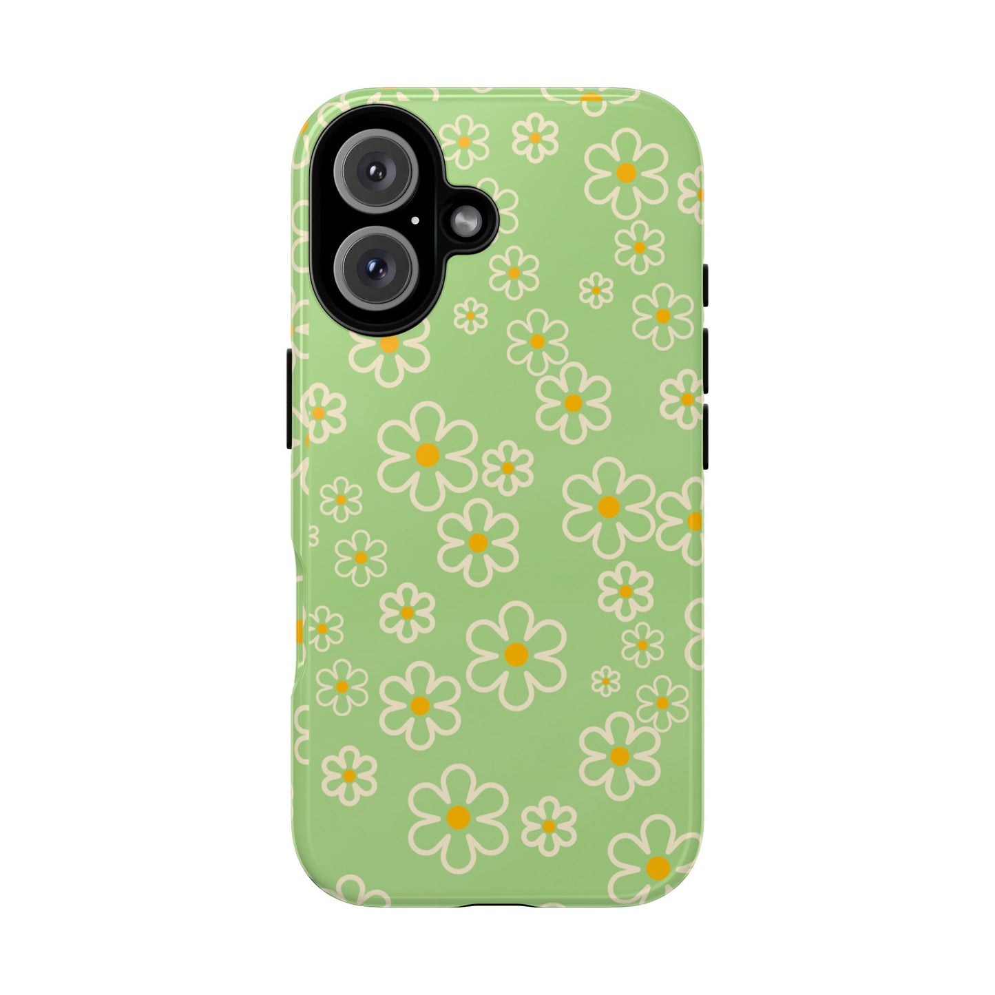 Minimal Daisy Flower Tough Phone Case - Retro Coquette Floral Print, Cute Soft Aesthetic, Compatible with iPhone, Galaxy, and Google Phones