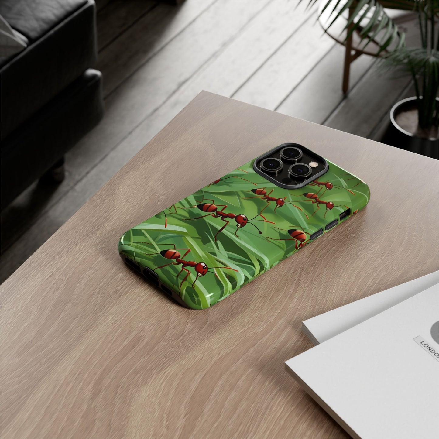 Marching Ant Pattern Tough Phone Case - Realistic Insect Art, Minimalist Nature Aesthetic, Compatible with iPhone, Galaxy, and Google Phones