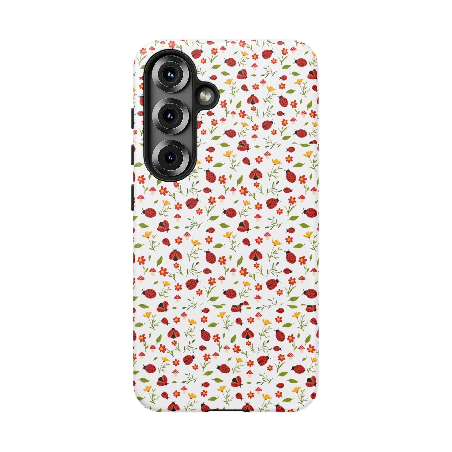 Ladybug Tough Phone Case - Cute Insect Aesthetic, Nature-Inspired Pattern Art, Compatible with iPhone, Galaxy, and Google Phones