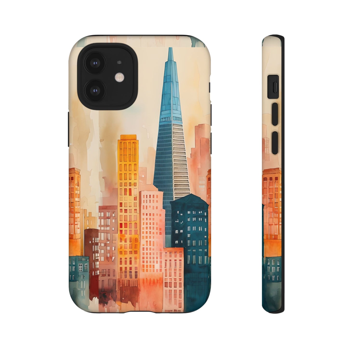 San Francisco Cityscape Tough Phone Case - Tropical Skyline Aesthetic, Sunset Beach Urban Art, Compatible with iPhone, Galaxy, and Google