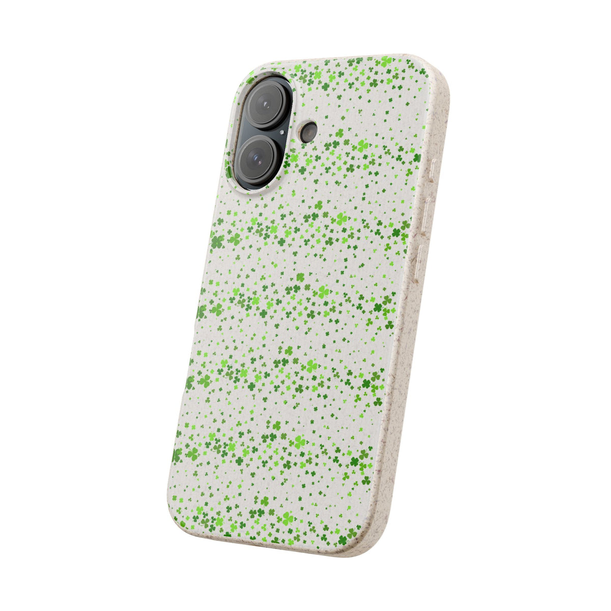 Shamrock Biodegradable Phone Case, Minimal St Patricks Day Clover Pattern, Irish Green Cover Compatible with iPhone