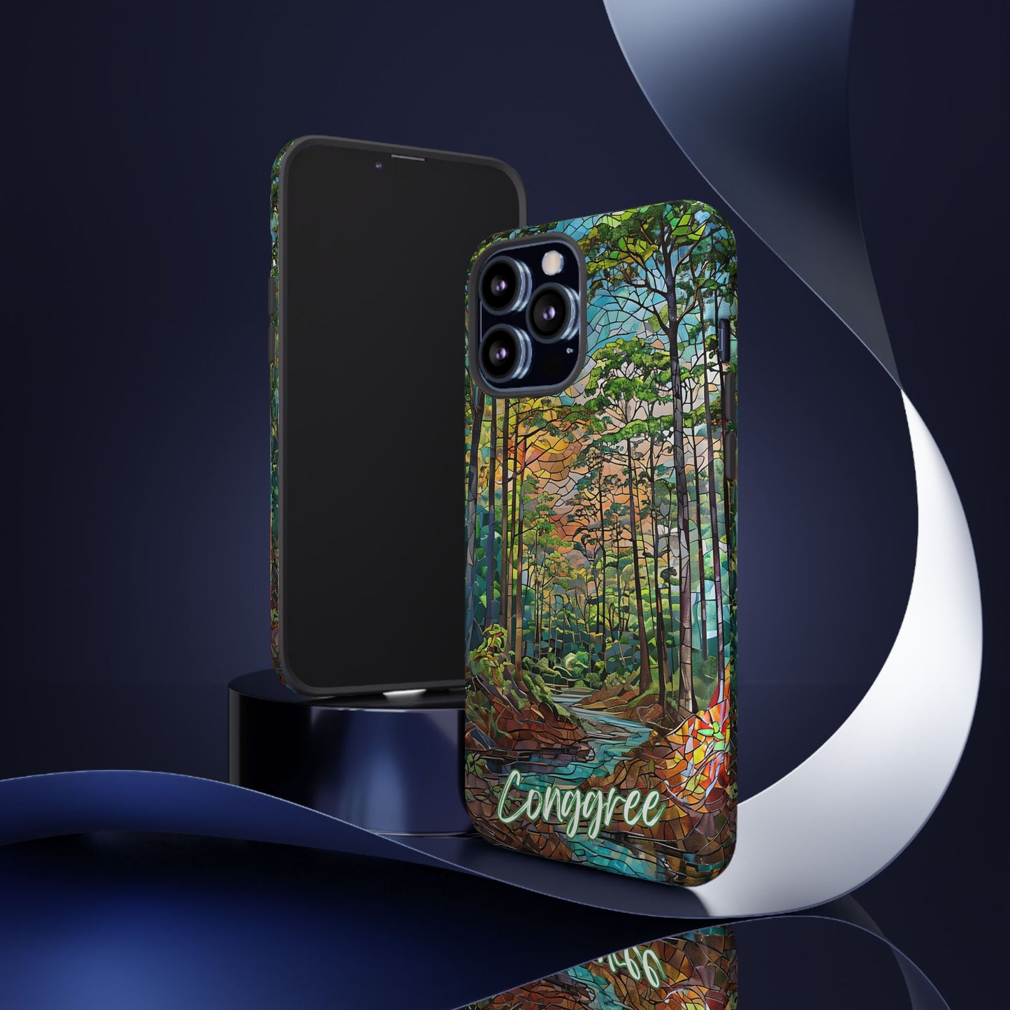 Congaree Mosaic Tough Phone Case - Lush Swamp Forest Art, Southeast Nature Aesthetic, Compatible with iPhone, Galaxy, and Google Phones