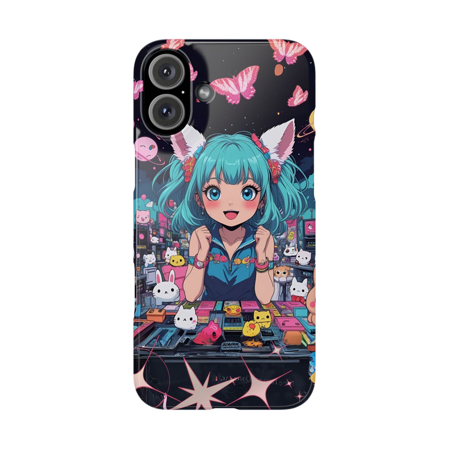 Y2K Anime Girl Slim Phone Case, Kawaii Vaporwave Style, Cute Maximalist Aesthetic, Anime Design, Slim Protection, Aesthetic Accessory