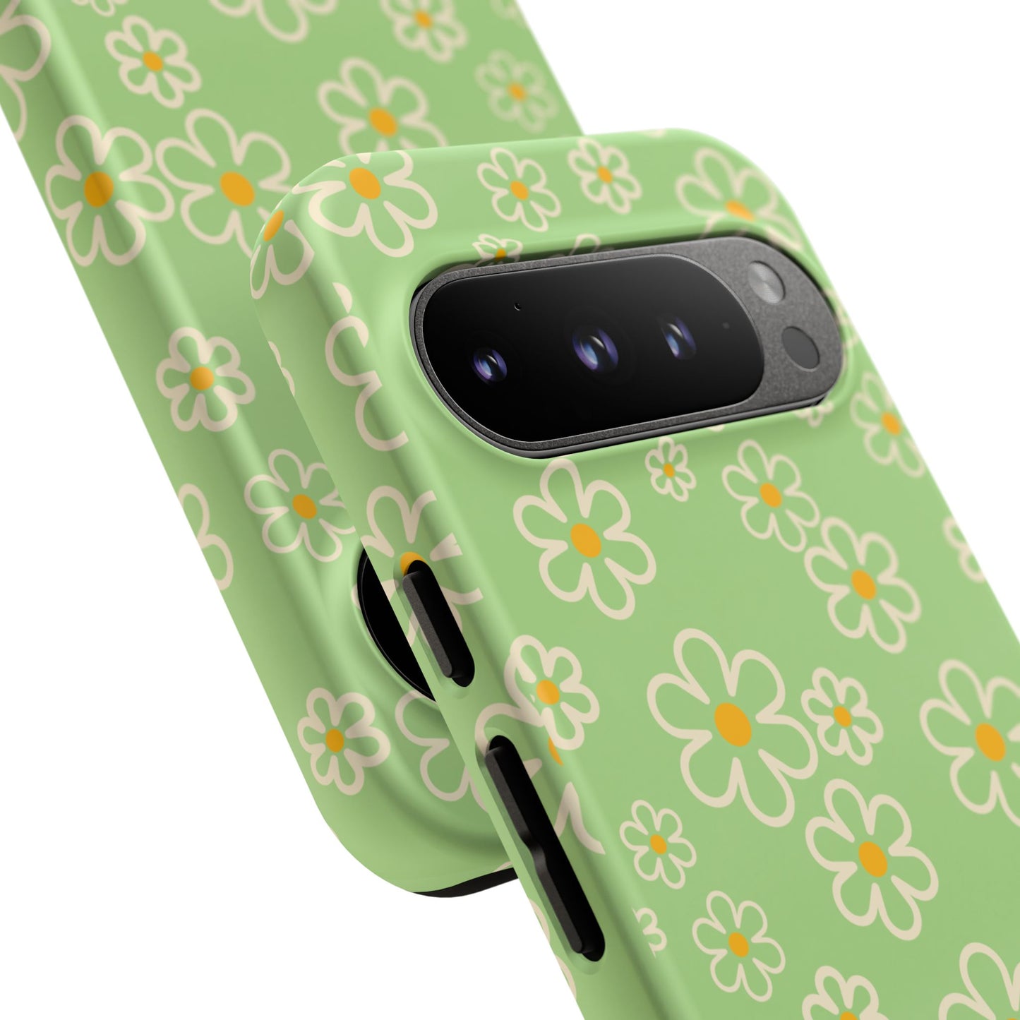 Minimal Daisy Flower Tough Phone Case - Retro Coquette Floral Print, Cute Soft Aesthetic, Compatible with iPhone, Galaxy, and Google Phones