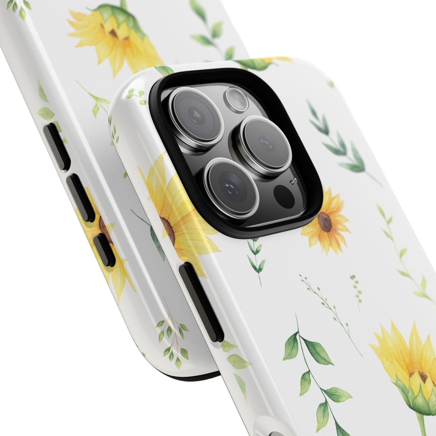 Sunflower Floral Tough Phone Case - Watercolor Botanical Print, Bright Nature Aesthetic, Compatible with iPhone, Galaxy, and Google Phones