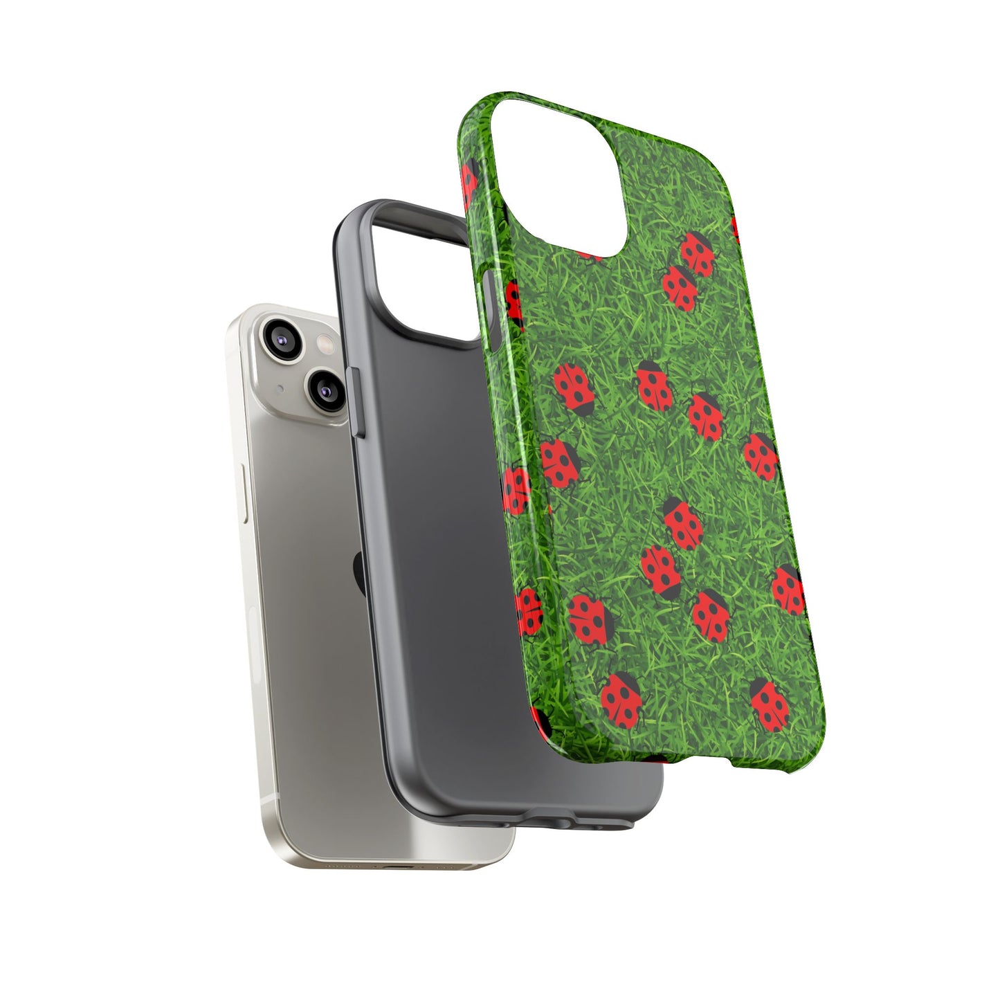 Ladybug Tough Phone Case - Cute Insect Aesthetic, Nature Pattern Art Design, Compatible with iPhone, Galaxy, and Google Phones