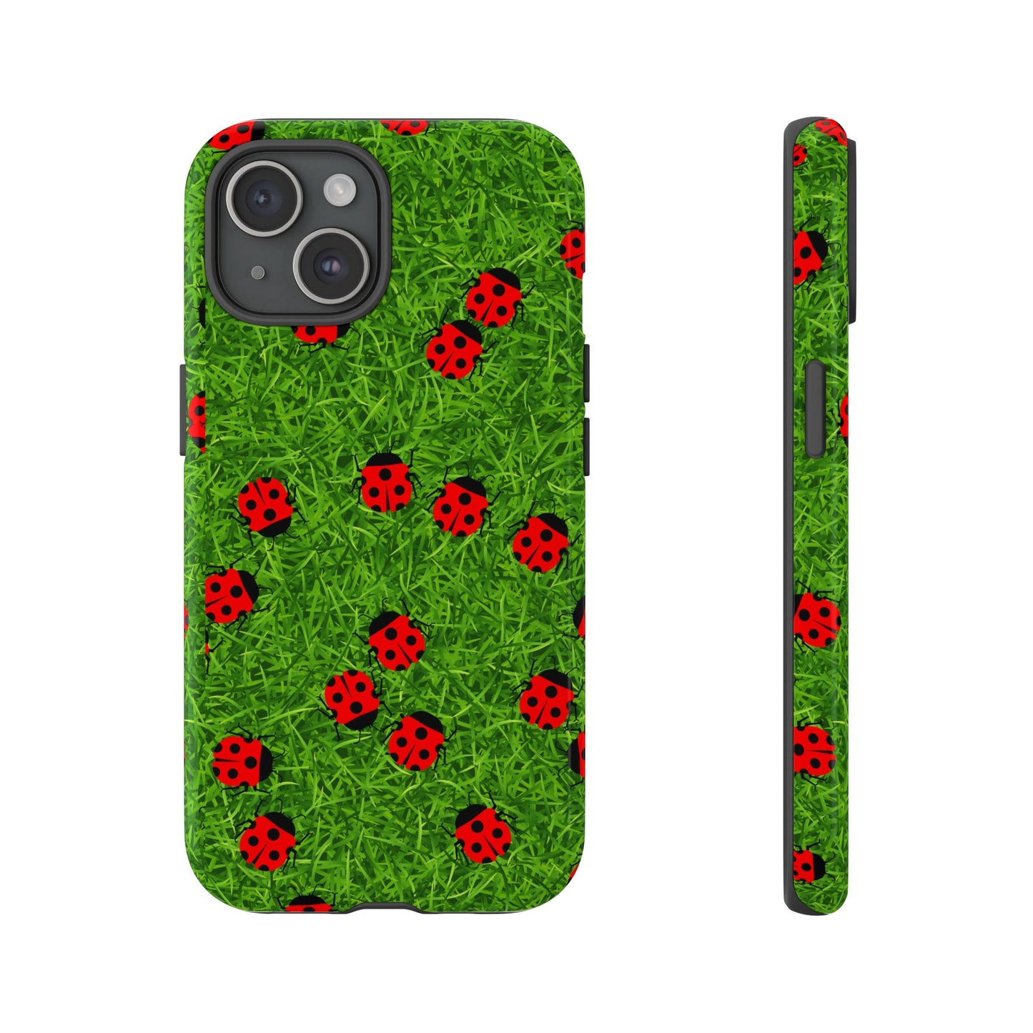 Ladybug Tough Phone Case - Cute Insect Aesthetic, Nature Pattern Art Design, Compatible with iPhone, Galaxy, and Google Phones