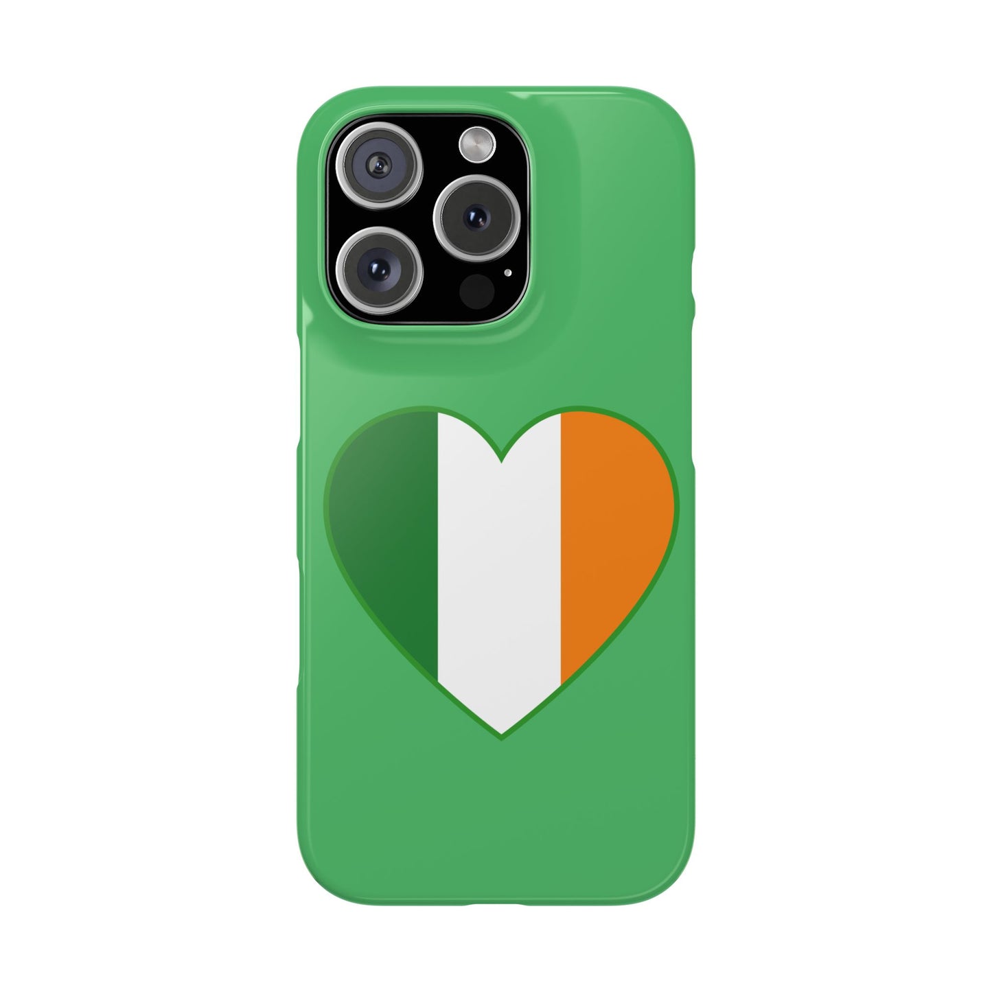 Ireland Heart Flag Slim Phone Case, St. Patrick Design Phone Cover, Compatible with iPhone 17, 16, 15, 14, 13, 12, 11