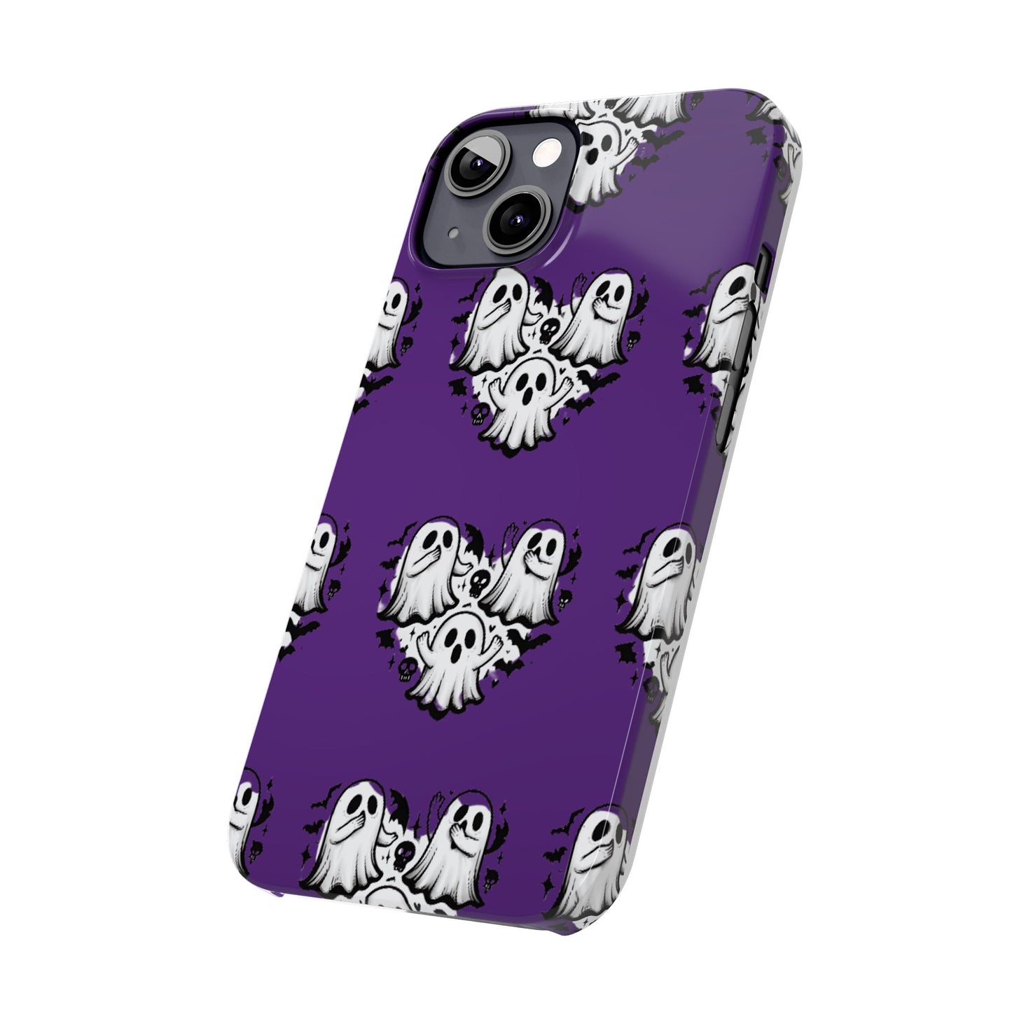 Cute Ghost Heart Slim Phone Case, Creepy Cute Spooky Heart Print, Goth Coquette Aesthetic Spooky Accessories, Halloween Gift Case