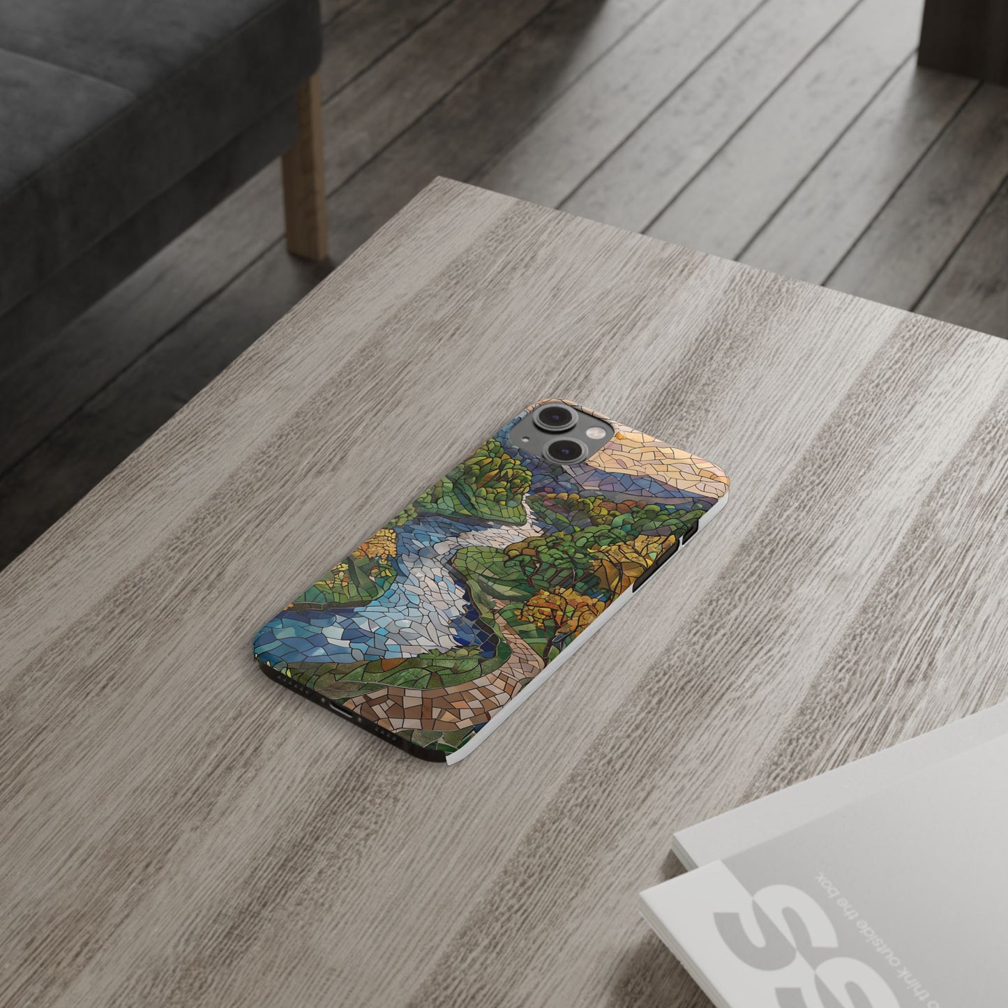 Cuyahoga Valley Mosaic Slim Phone Case, Midwest Forest Art, Scenic Nature Aesthetic, Unique Gift for Nature Lovers