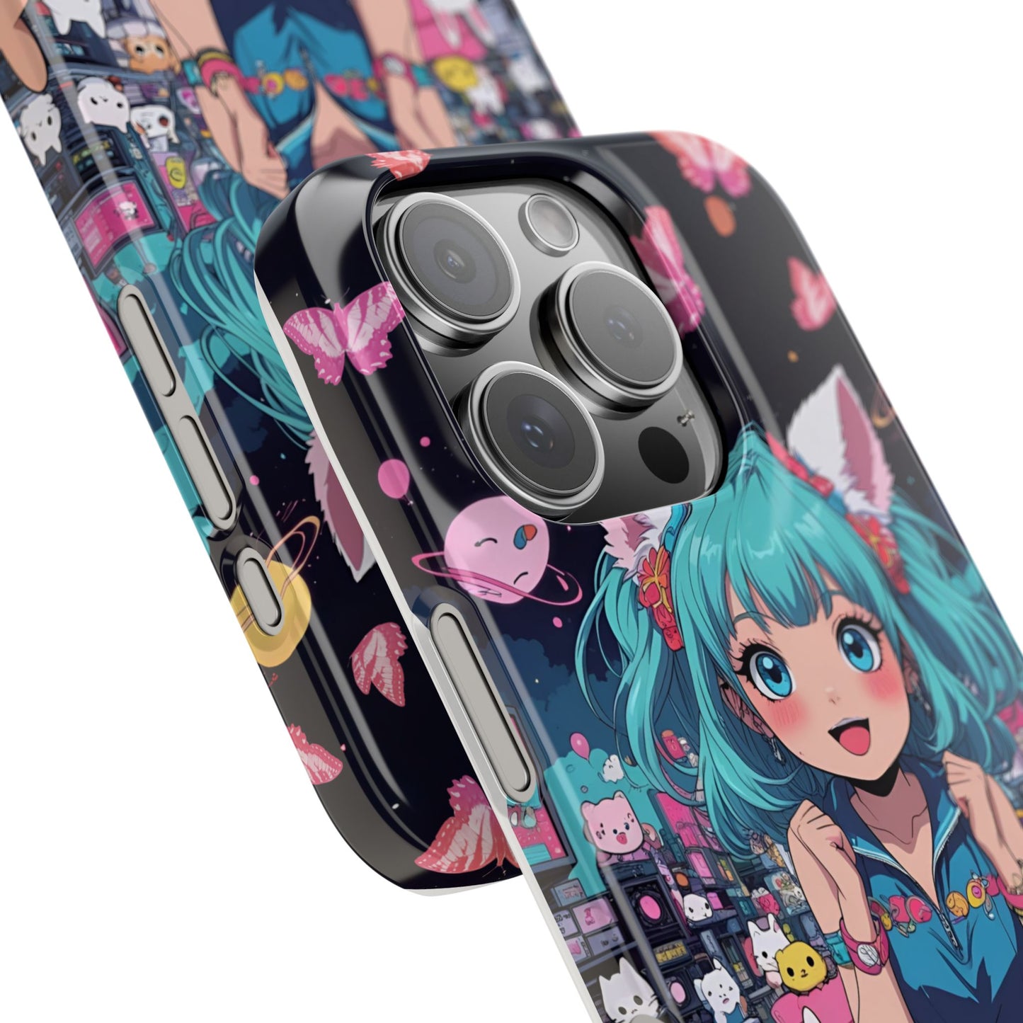 Y2K Anime Girl Slim Phone Case, Kawaii Vaporwave Style, Cute Maximalist Aesthetic, Anime Design, Slim Protection, Aesthetic Accessory