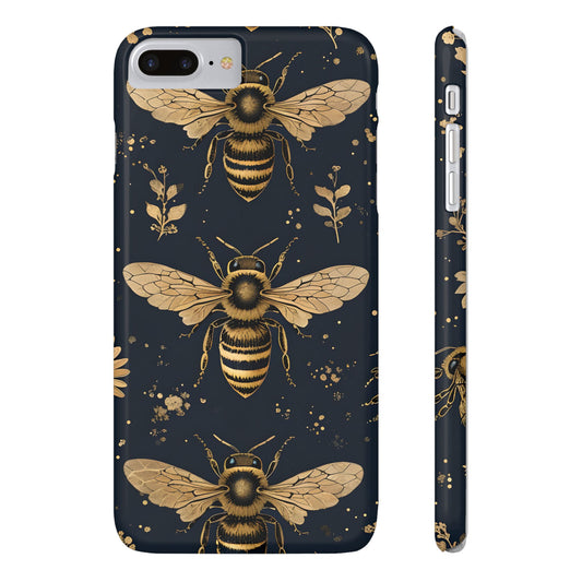 Golden Bee Slim Phone Case | Nature Lover Gift | Floral Print Design | Eco-Friendly Accessory | Ideal for Birthdays, Holidays