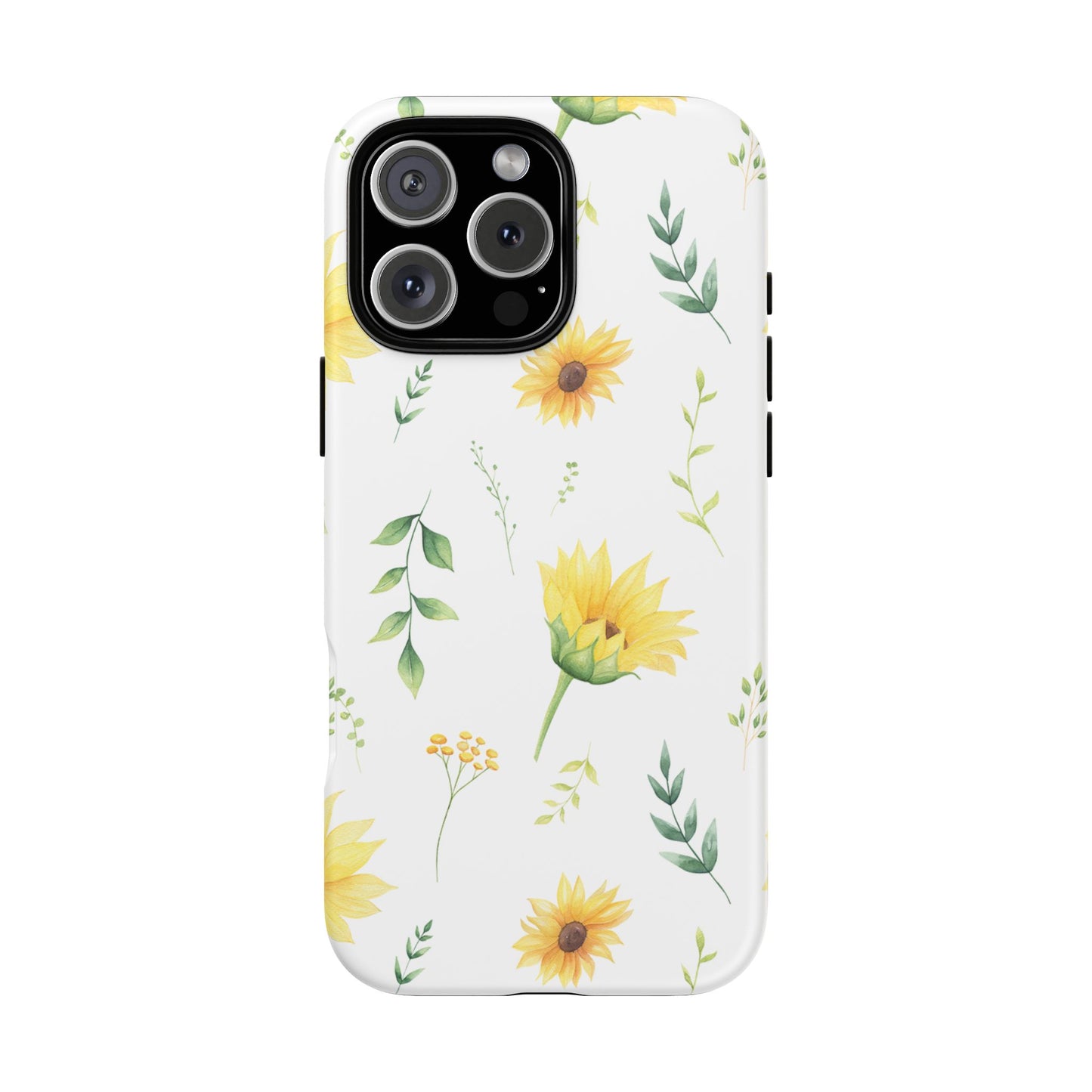 Sunflower Floral Tough Phone Case - Watercolor Botanical Print, Bright Nature Aesthetic, Compatible with iPhone, Galaxy, and Google Phones