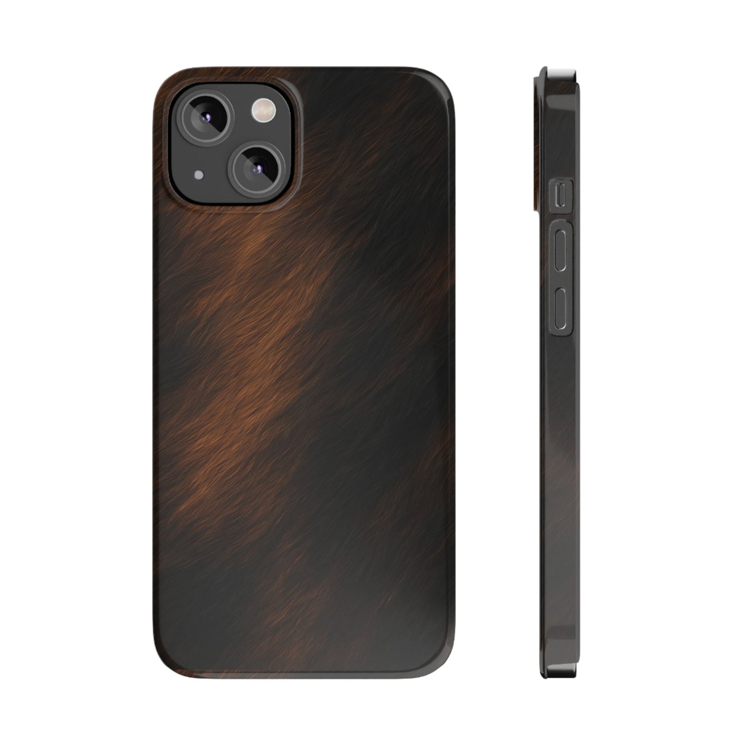 Horse Print Slim Phone Case, Animal Print, Protective Faux Skin Style Cover Compatible with iPhone 17, 16, 15, 14, 13, 12, 11