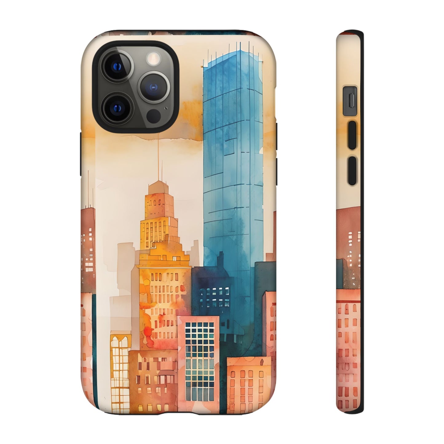 Boston Cityscape Tough Phone Case - Tropical Skyline Aesthetic, Sunset Beach Urban Art, Compatible with iPhone, Galaxy, and Google Phones