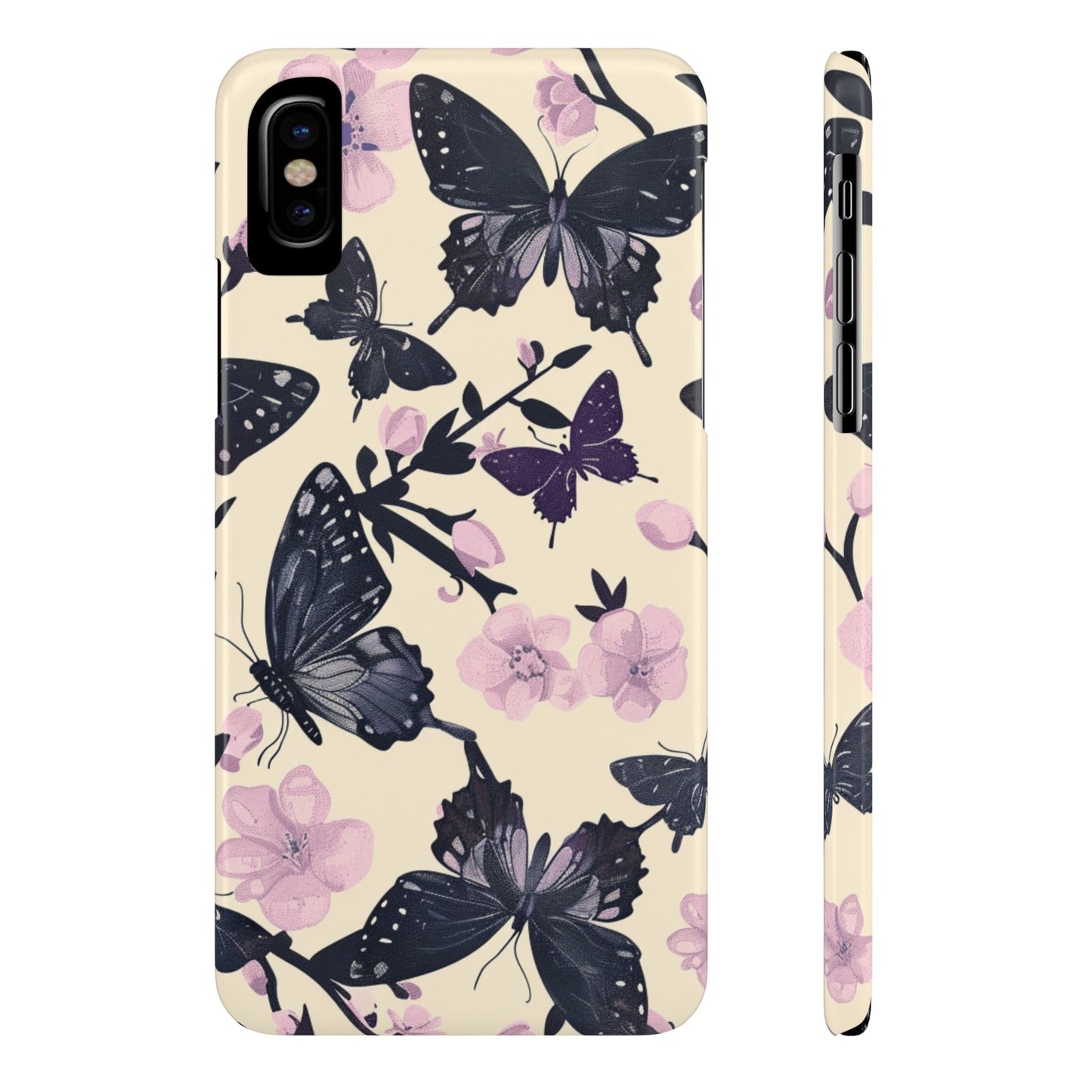 Butterfly Floral Slim Phone Cases, Elegant Butterfly Design, Nature Lover Gift, Phone Accessory, Stylish Cases for Women