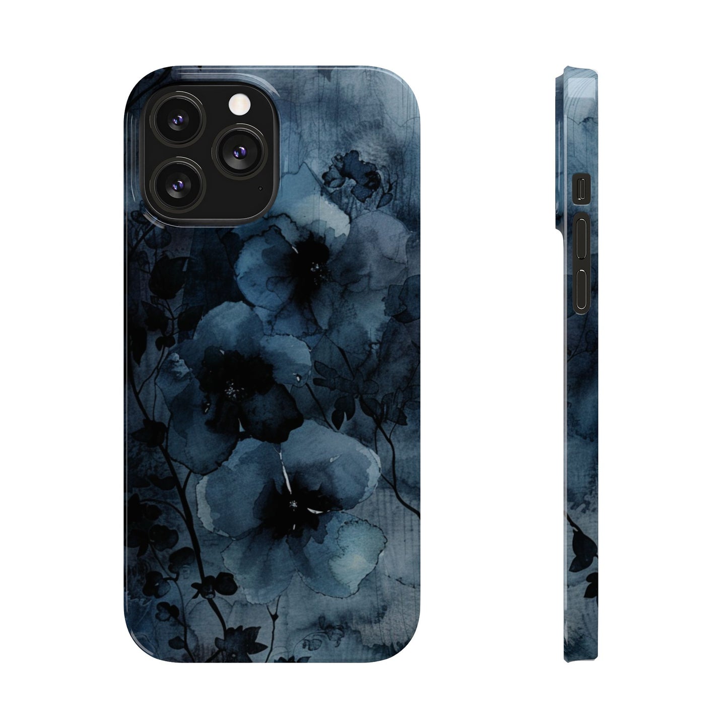 Elegant Floral Slim Phone Cases | Trendy Phone Cover, Blue Flower Design, Gift for Her, Stylish Mobile Case, Floral Accessories