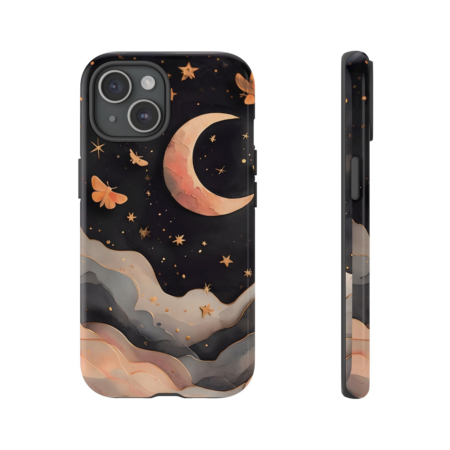 Moonlit Dream Tough Phone Case, Night Sky Art, Celestial Design, Moon Lovers, Compatible with iPhone 17, 16, 15, 14, 13, Galaxy, Google