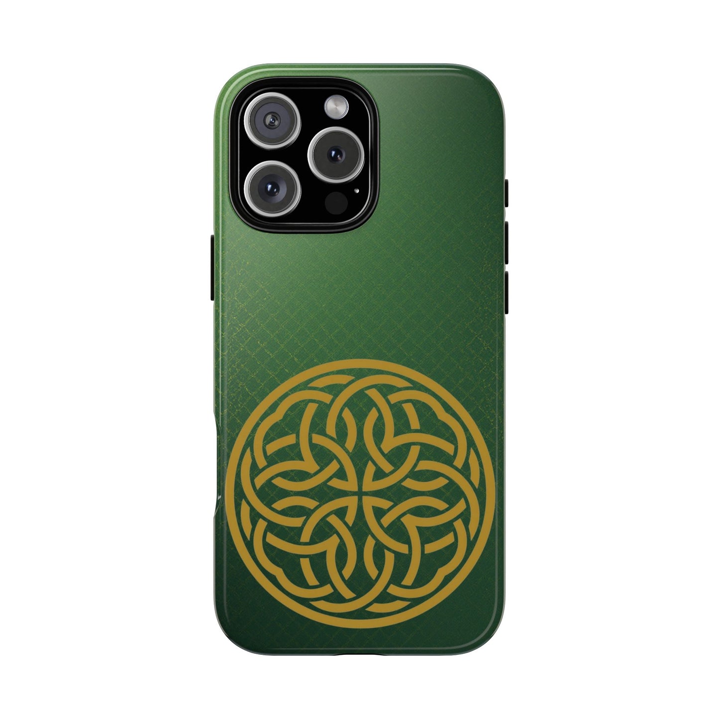 Celtic Shield Knot Tough Phone Case, Green Irish Medallion Design, Gold Celtic Knot iPhone Case, Irish Heritage Gift, Celtic Art Symbol
