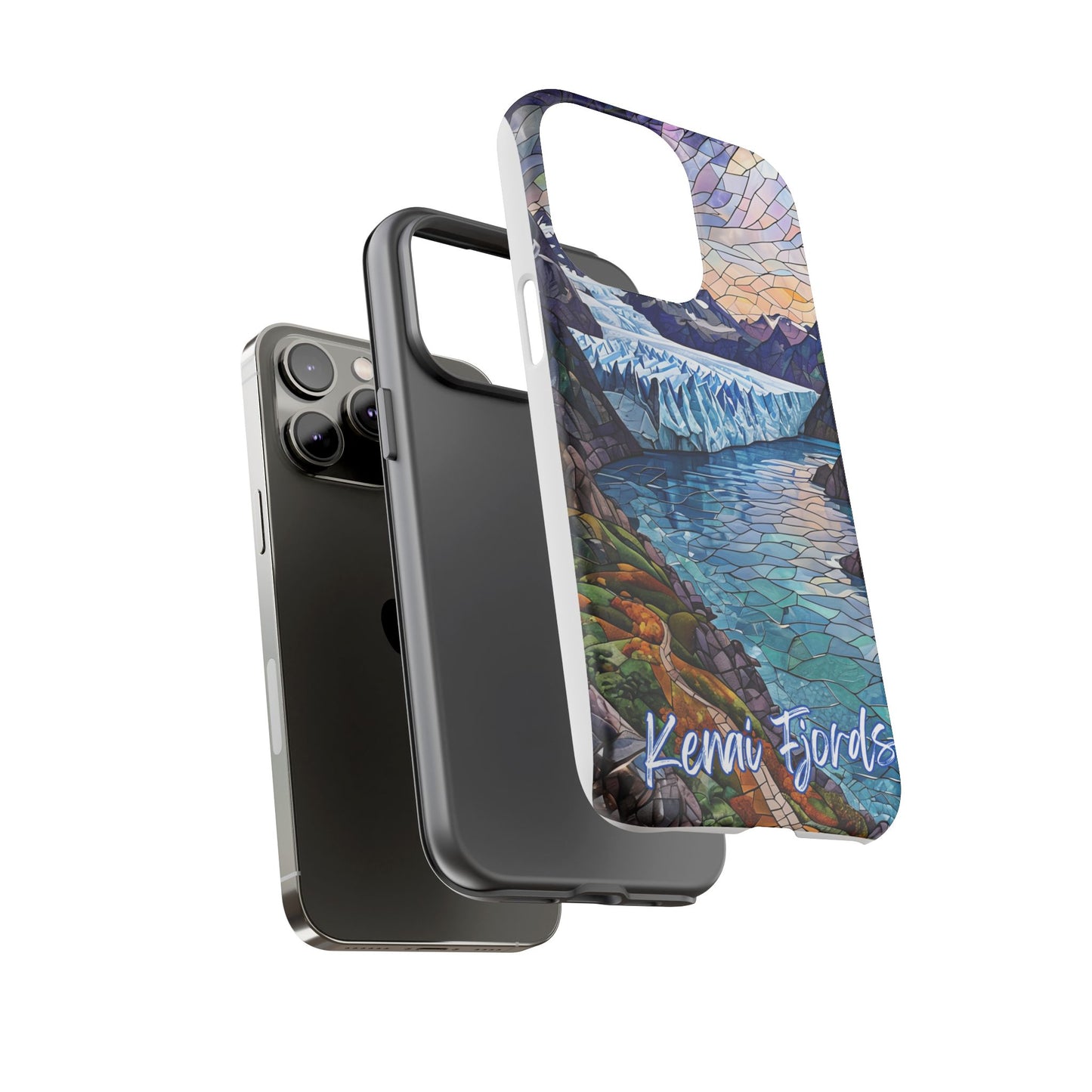 Kenai Fjords National Park Alaska Phone Case, Mosaic Phone Case, Mountain Nature Art, National Park Gift, Scenic Forest Phone Cover