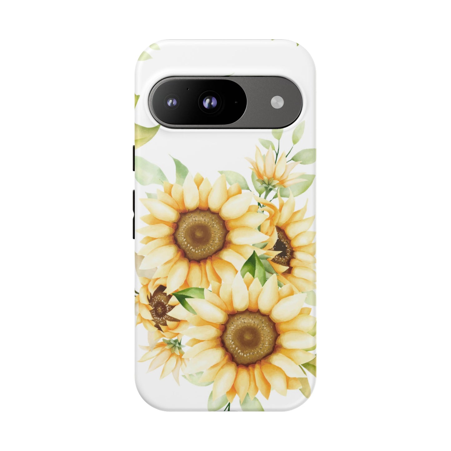 Sunflower Floral Tough Phone Case - Watercolor Botanical Art, Bright Nature Aesthetic, Compatible with iPhone, Galaxy, and Google Phones