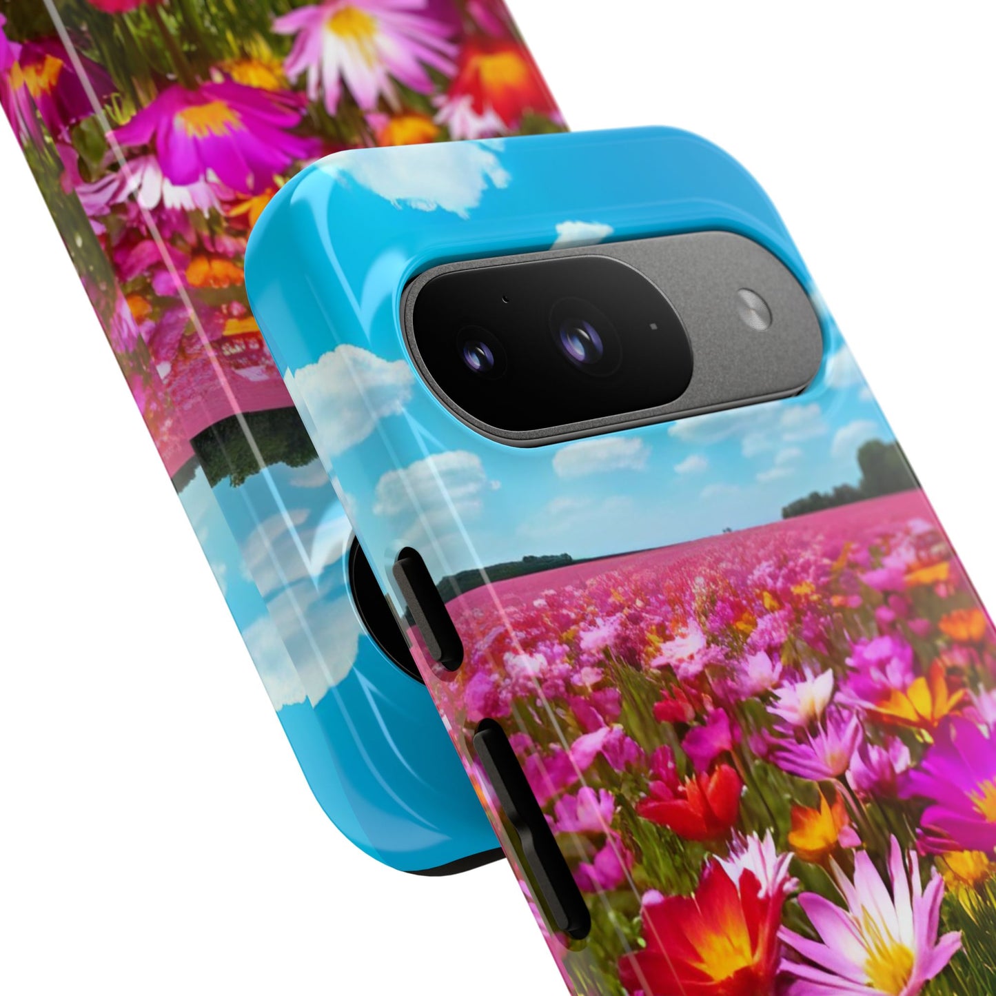 Flower Field Tough Phone Case - Wildflower Meadow Print, Colorful Nature Aesthetic, Compatible with iPhone, Galaxy, and Google Phones