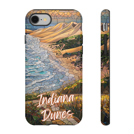 Indiana Dunes Mosaic Tough Phone Case - Lakeside Sand Dune Art, Midwest Nature Aesthetic, Compatible with iPhone, Galaxy, and Google Phones