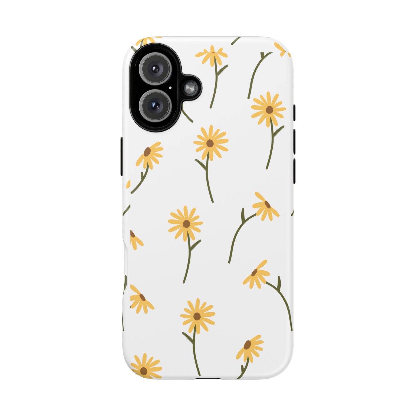 Sunflower Floral Tough Phone Case - Minimal Daisy-Inspired Print, Simple Botanical Aesthetic, Compatible with iPhone, Galaxy, and Google