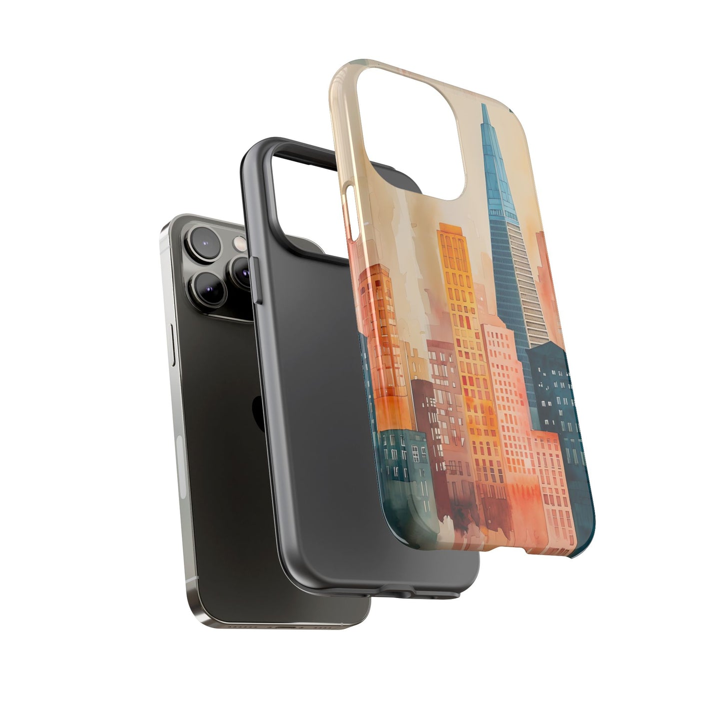 San Francisco Cityscape Tough Phone Case - Tropical Skyline Aesthetic, Sunset Beach Urban Art, Compatible with iPhone, Galaxy, and Google