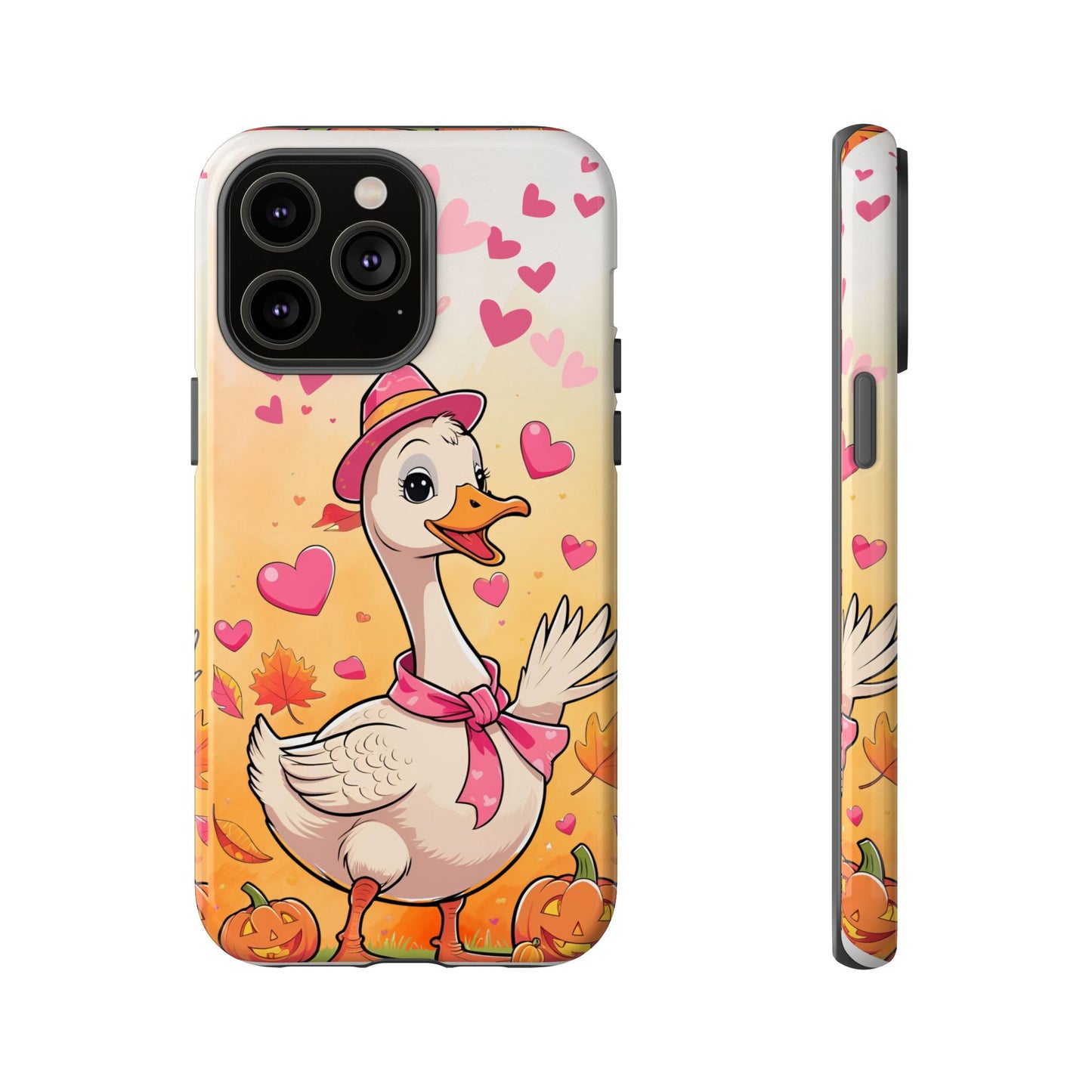 Summerween Silly Goose Phone Case, Coquette Halloween Phone Cover, Cozy Cute Halloween Aesthetic Case, Pink Hearts Fall Glam Girl Accessory