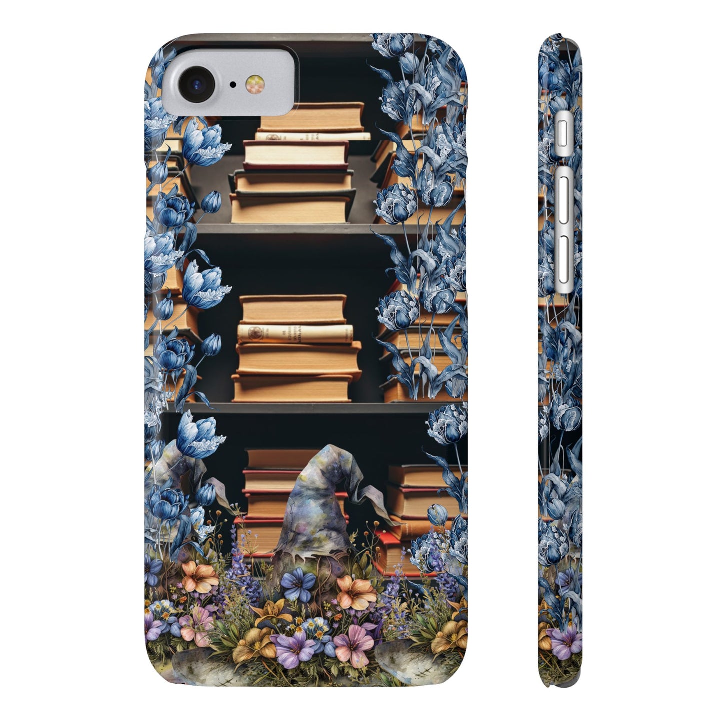 Artistic Bookworm Phone Case for Literary Lovers, Slim Case, Literary Gift, Book Lover Accessory, Floral Design, Unique Phone Accessories