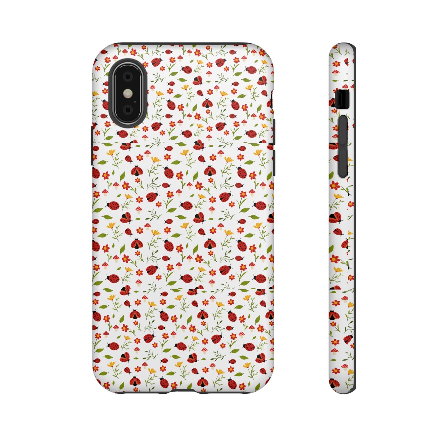 Ladybug Tough Phone Case - Cute Insect Aesthetic, Nature-Inspired Pattern Art, Compatible with iPhone, Galaxy, and Google Phones