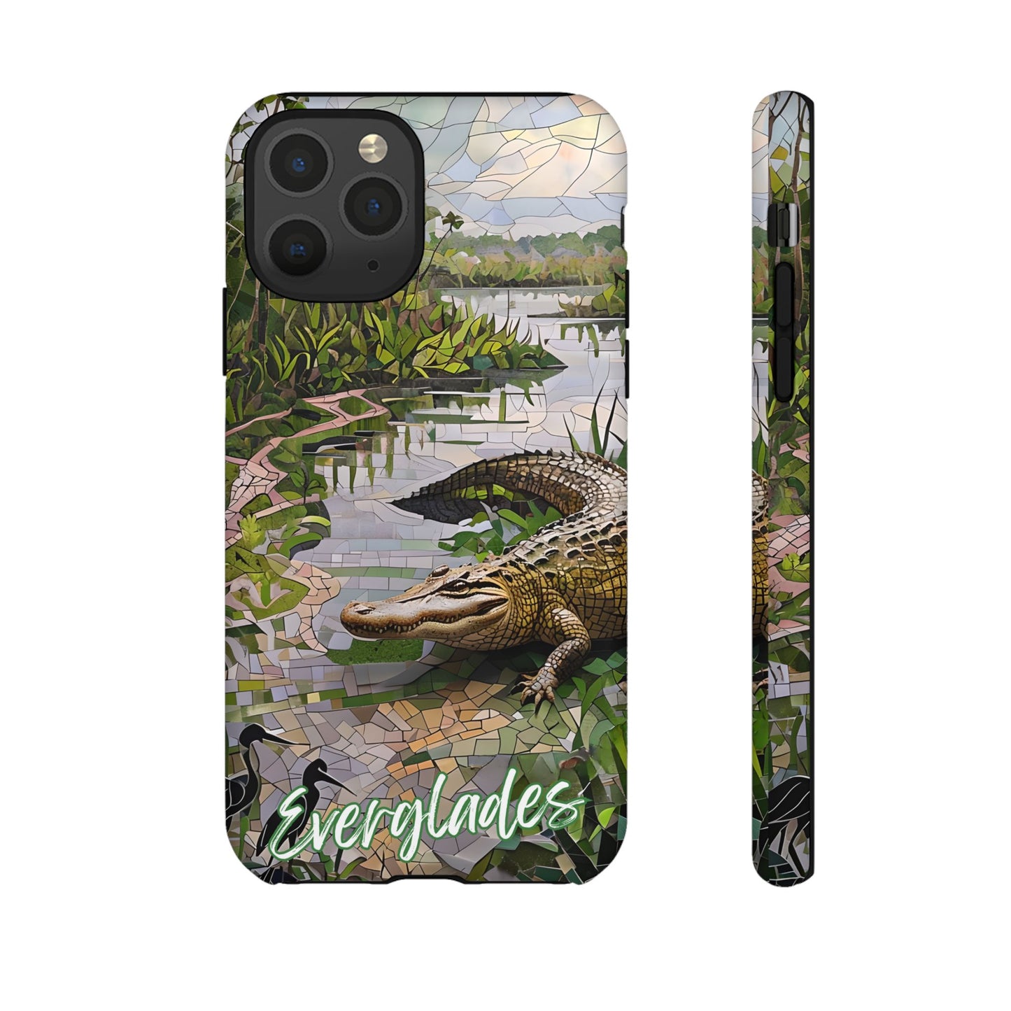 Everglades Mosaic Tough Phone Case - Tropical Wetland Art, Lush Green  Nature Aesthetic, Compatible with iPhone, Galaxy, and Google Phones