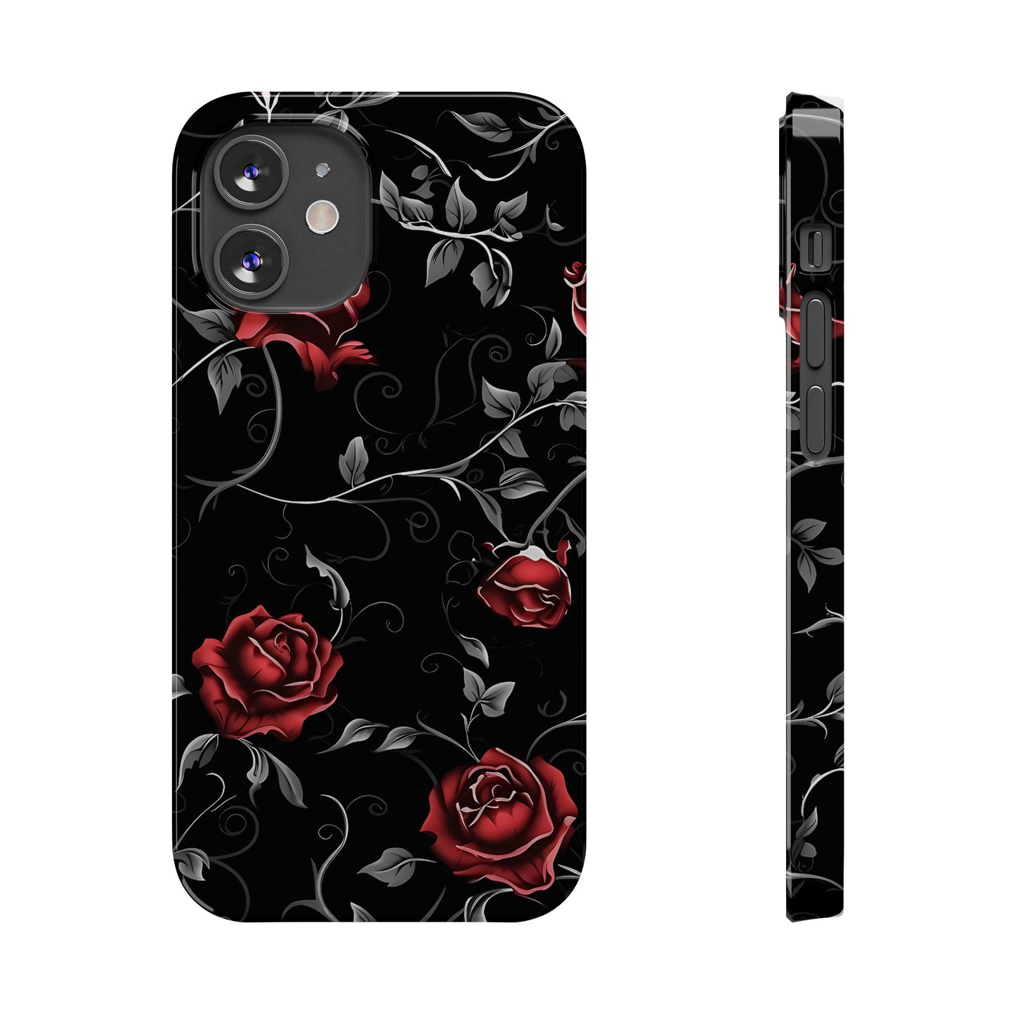 Elegant Floral Slim Phone Cases, Gothic Style Case, Rose Design Cover, Unique Gift for Her, Phone Accessories, Modern Chic