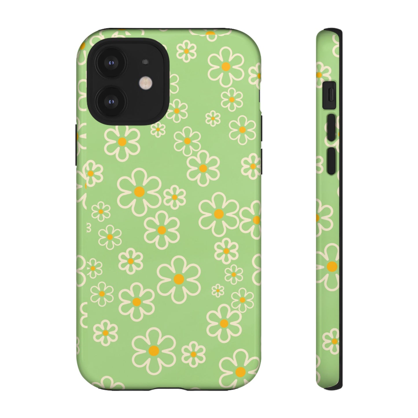 Minimal Daisy Flower Tough Phone Case - Retro Coquette Floral Print, Cute Soft Aesthetic, Compatible with iPhone, Galaxy, and Google Phones