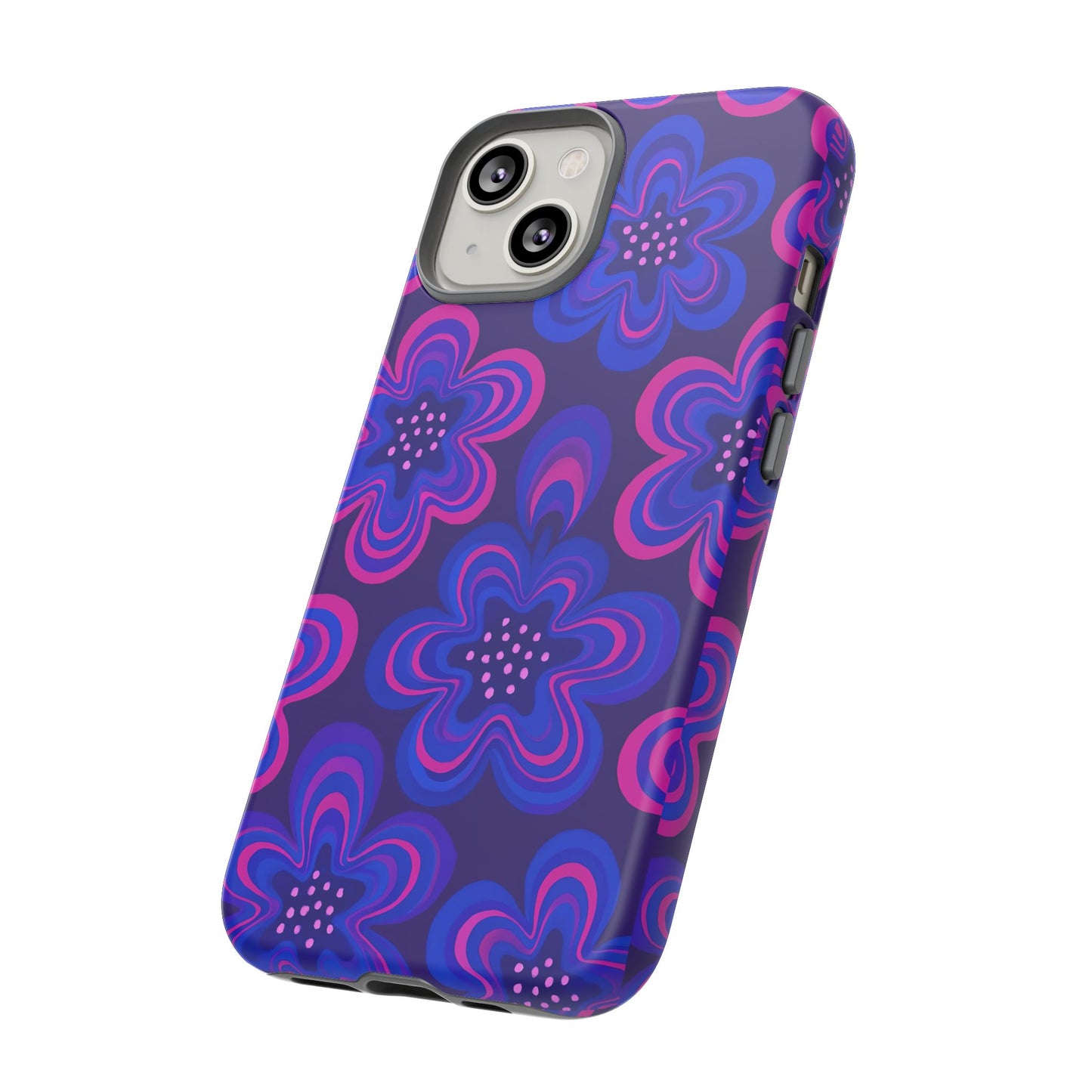 Retro Swirl Flower Tough Phone Case - Groovy Psychedelic Floral Pattern, Funky Vintage Aesthetic, Compatible with iPhone, Galaxy, and Google