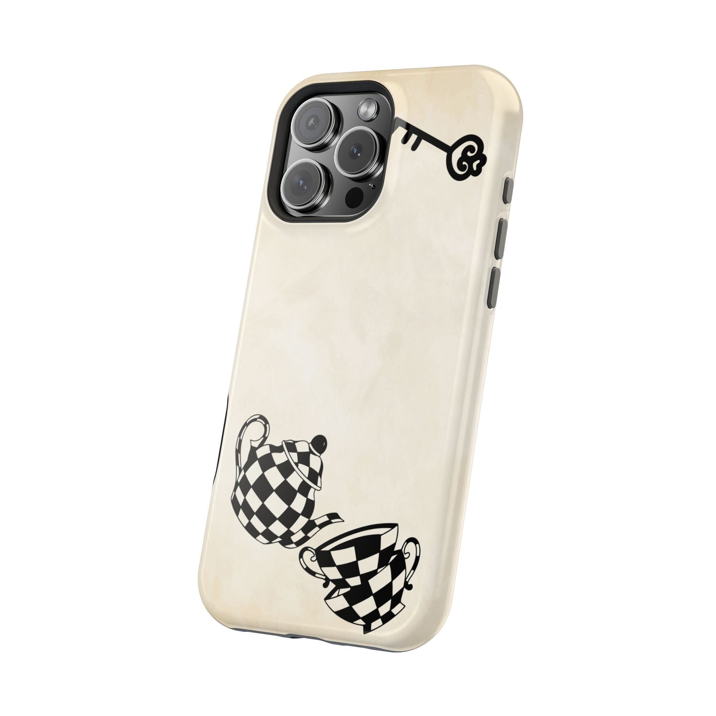 Alice in Wonderland Magnetic Phone Case, Tea Kettle and Cups Phone Cover, Vintage Storybook, Compatible with iPhone 17, 16, 15, 14, 13