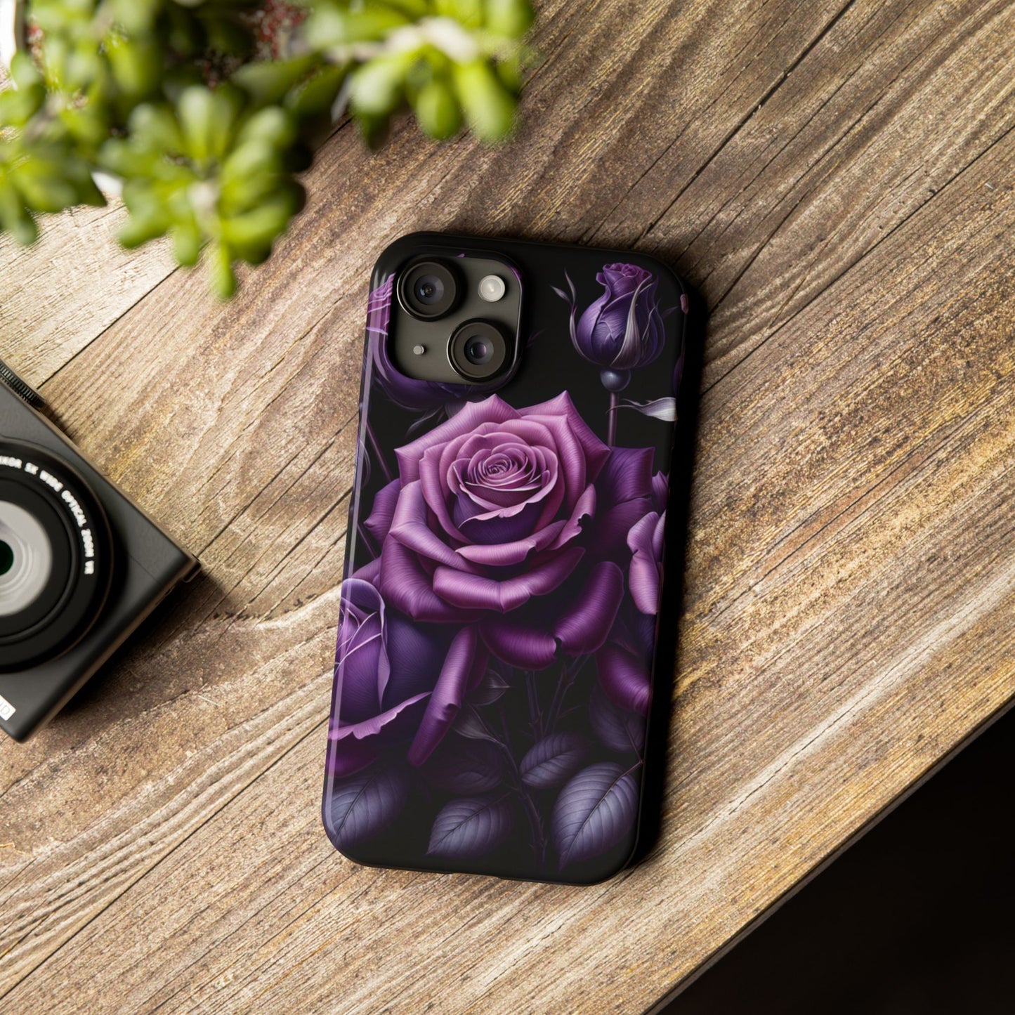 Purple Rose Slim Phone Cases, Floral Phone Cover, Elegant Smartphone Case, Gift for Her, Mother's Day Accessories