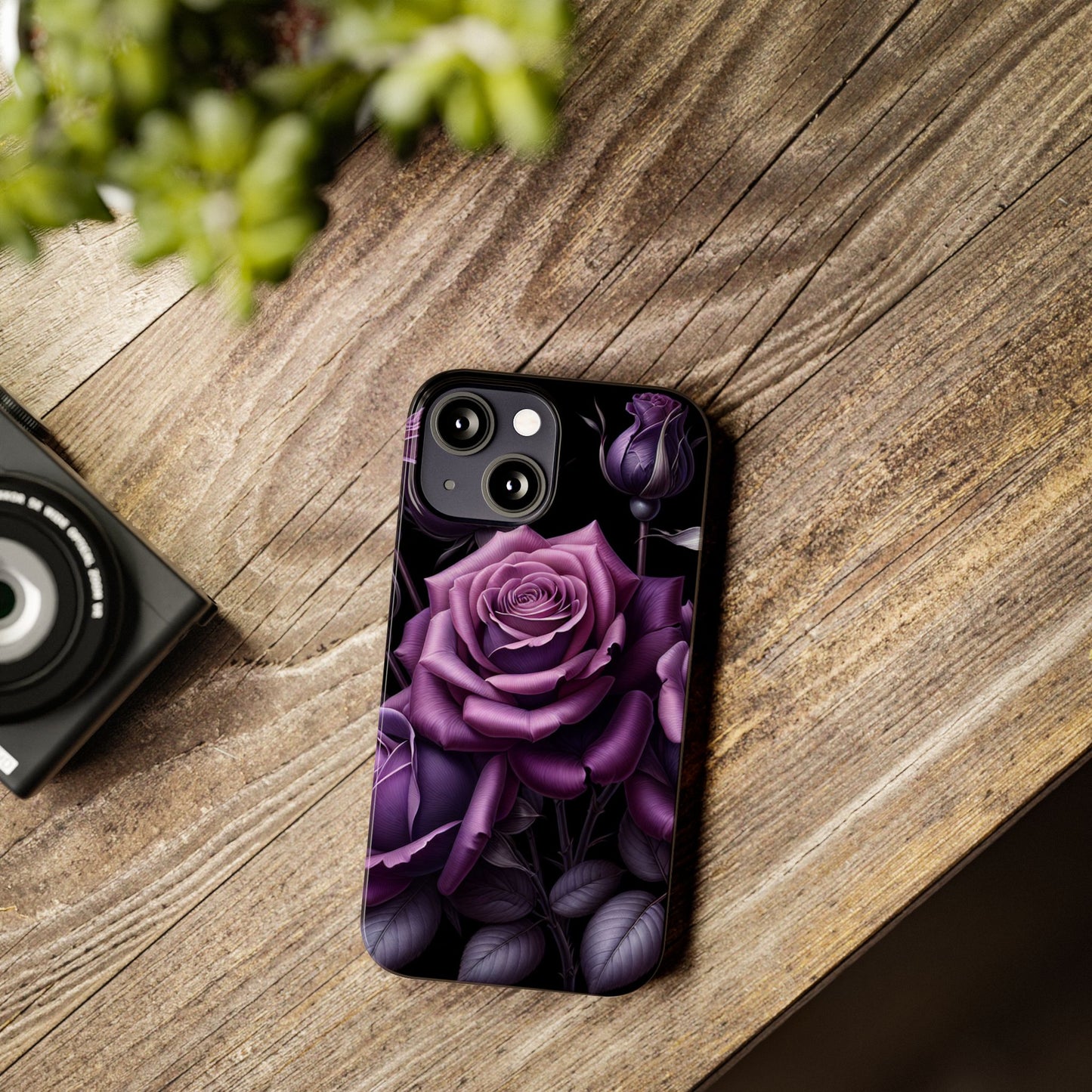 Purple Rose Slim Phone Cases, Floral Phone Cover, Elegant Smartphone Case, Gift for Her, Mother's Day Accessories