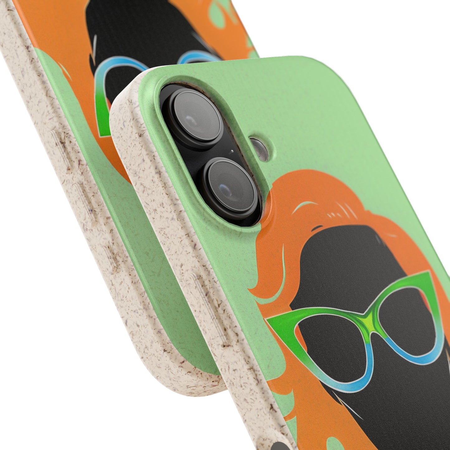 Ginger Woman Biodegradable Phone Case, Irish Green Sunglasses Portrait, St Patricks Day Redhead Art Cover Compatible with iPhone