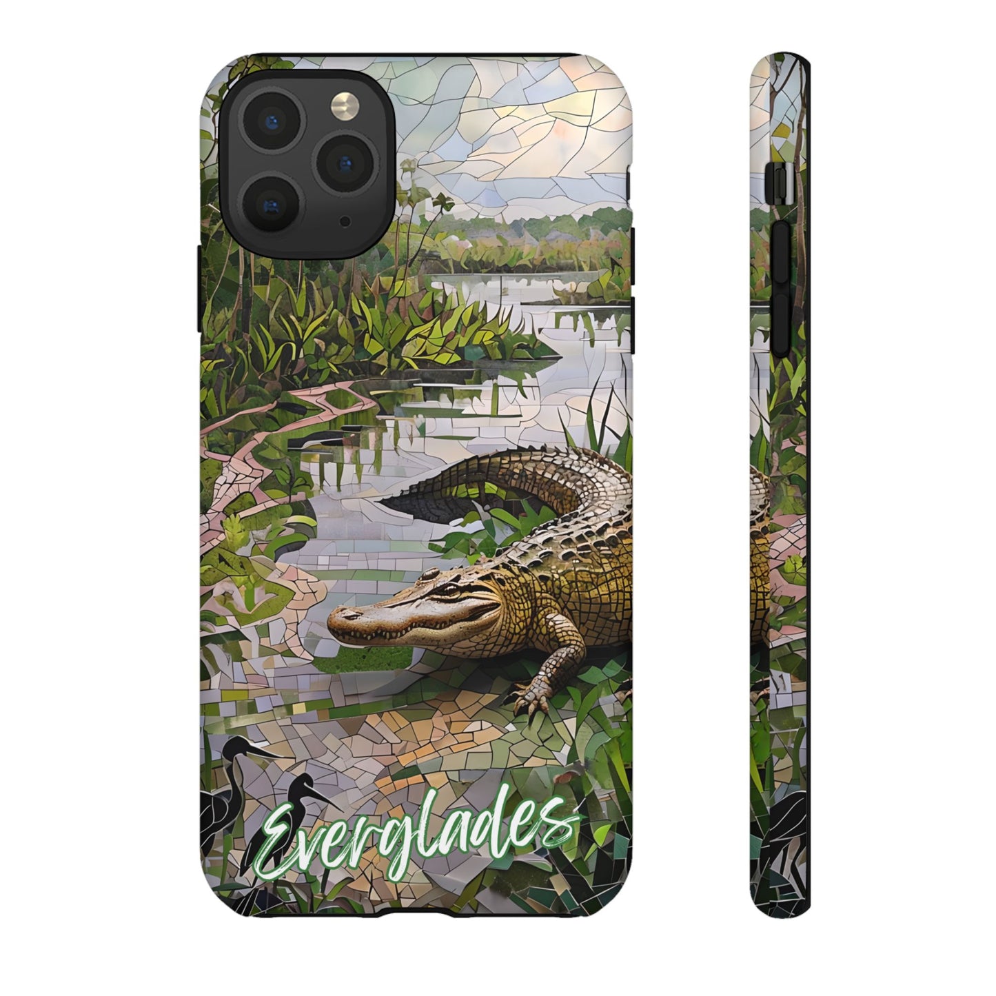 Everglades Mosaic Tough Phone Case - Tropical Wetland Art, Lush Green  Nature Aesthetic, Compatible with iPhone, Galaxy, and Google Phones