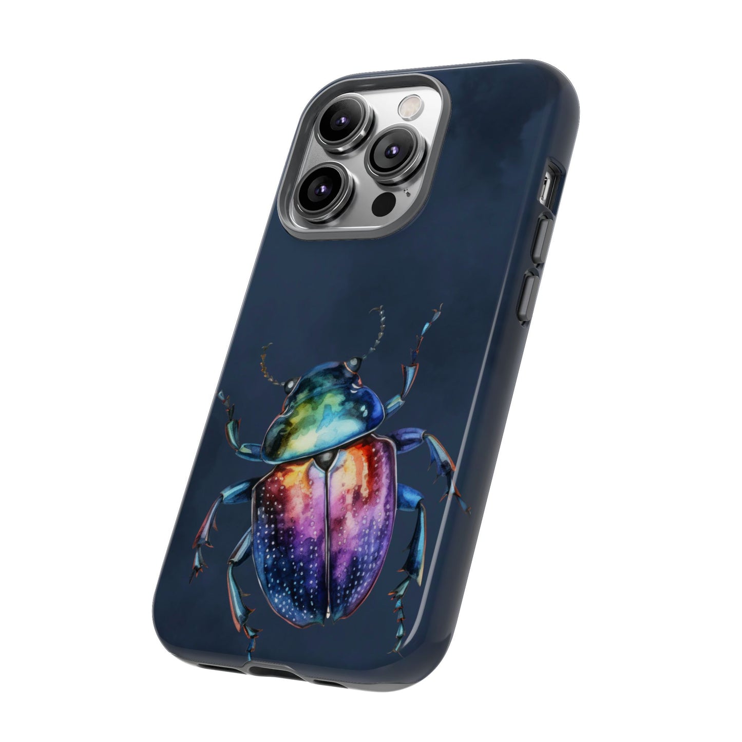 Iridescent Beetle Tough Phone Case - Insect Art Design, Nature-Inspired Pattern, Compatible with iPhone, Galaxy, and Google Phones