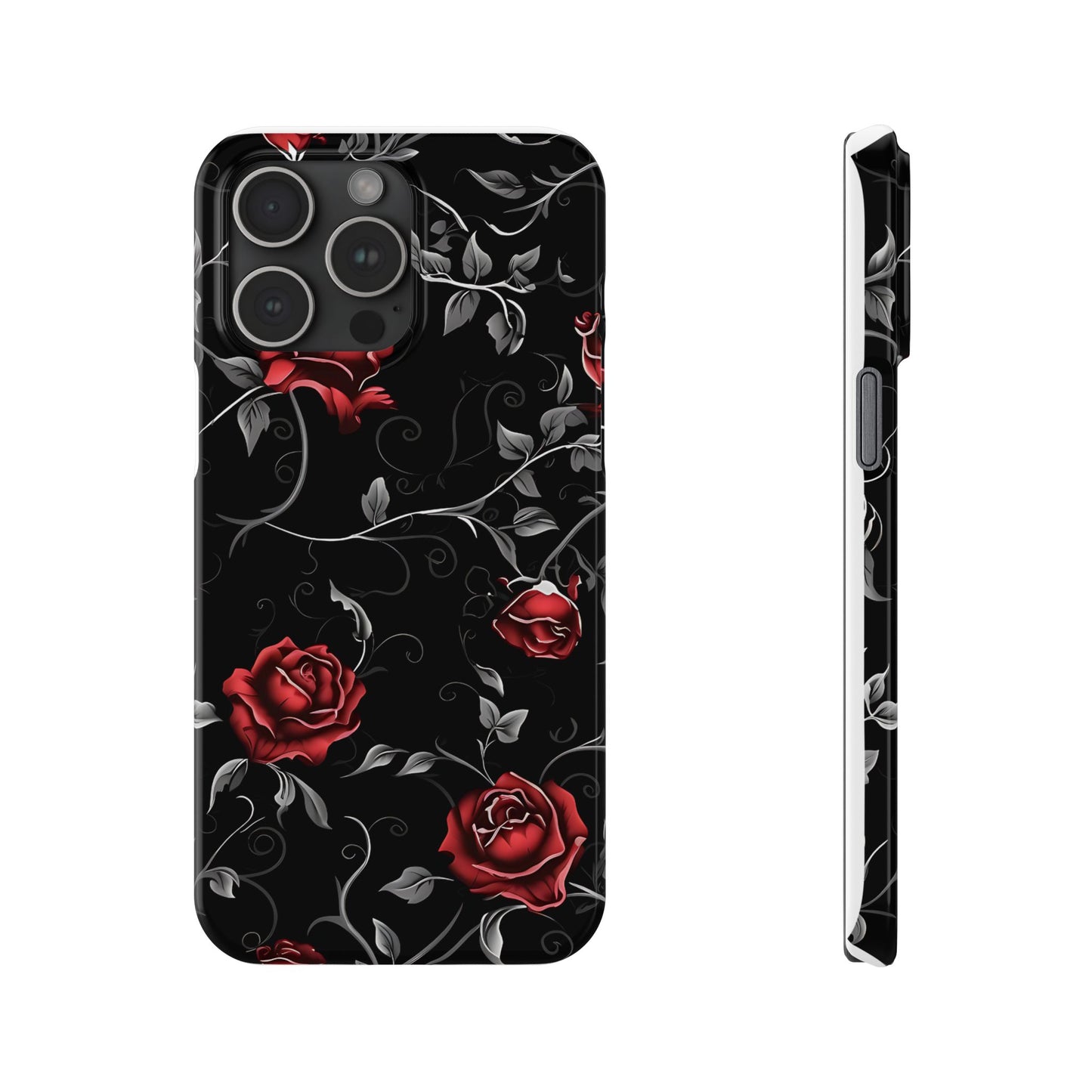 Elegant Floral Slim Phone Cases, Gothic Style Case, Rose Design Cover, Unique Gift for Her, Phone Accessories, Modern Chic