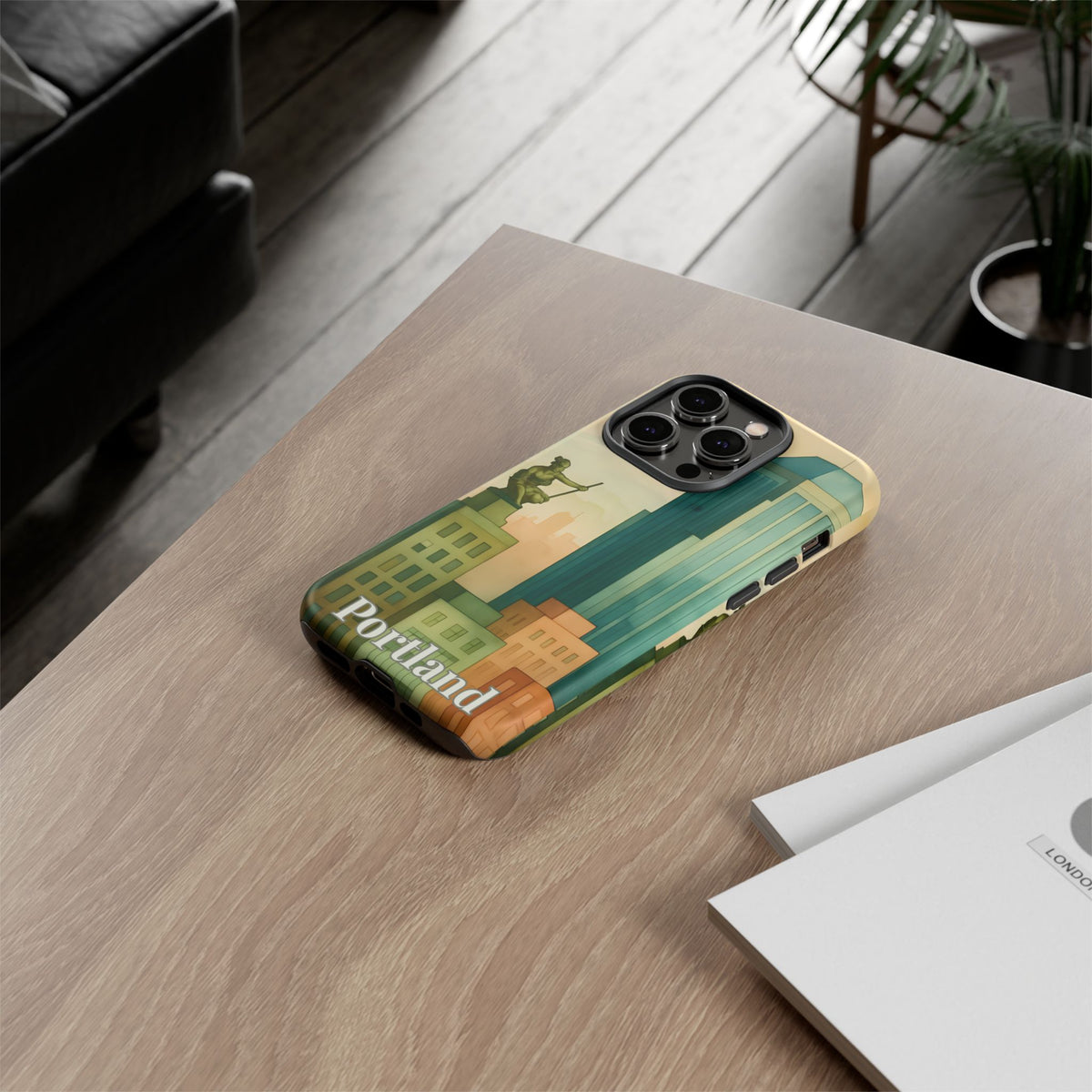 Portland Cityscape Phone Case • Urban Skyline Art Tough Case • Watercolor City Aesthetic • Gift for Travelers • Compatible with iPhone, Galaxy, Google